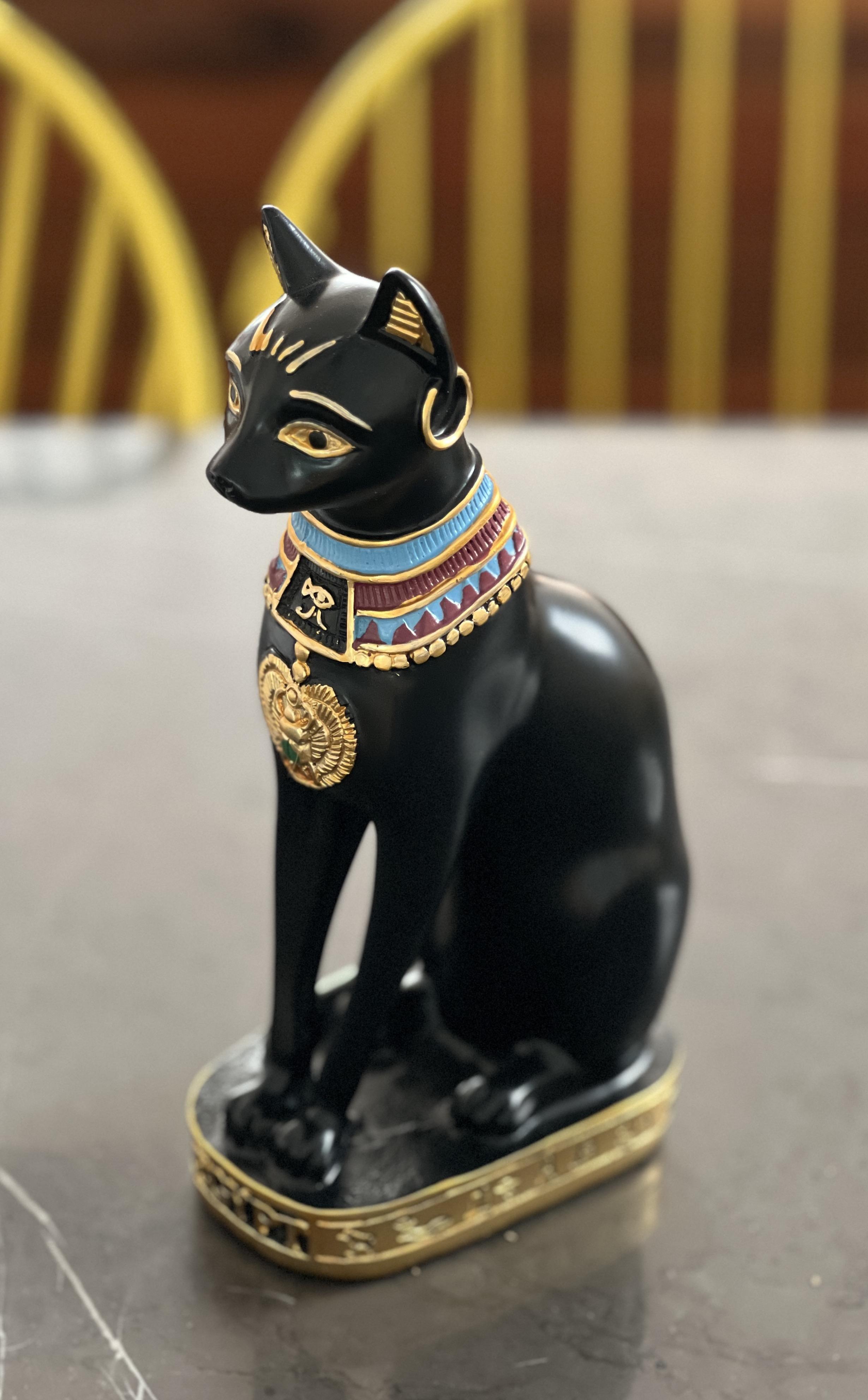 Antik Mısır Bastet Kedi Dekor / Polyester Kedi Biblosu Mısır Kedisi - Miamantra