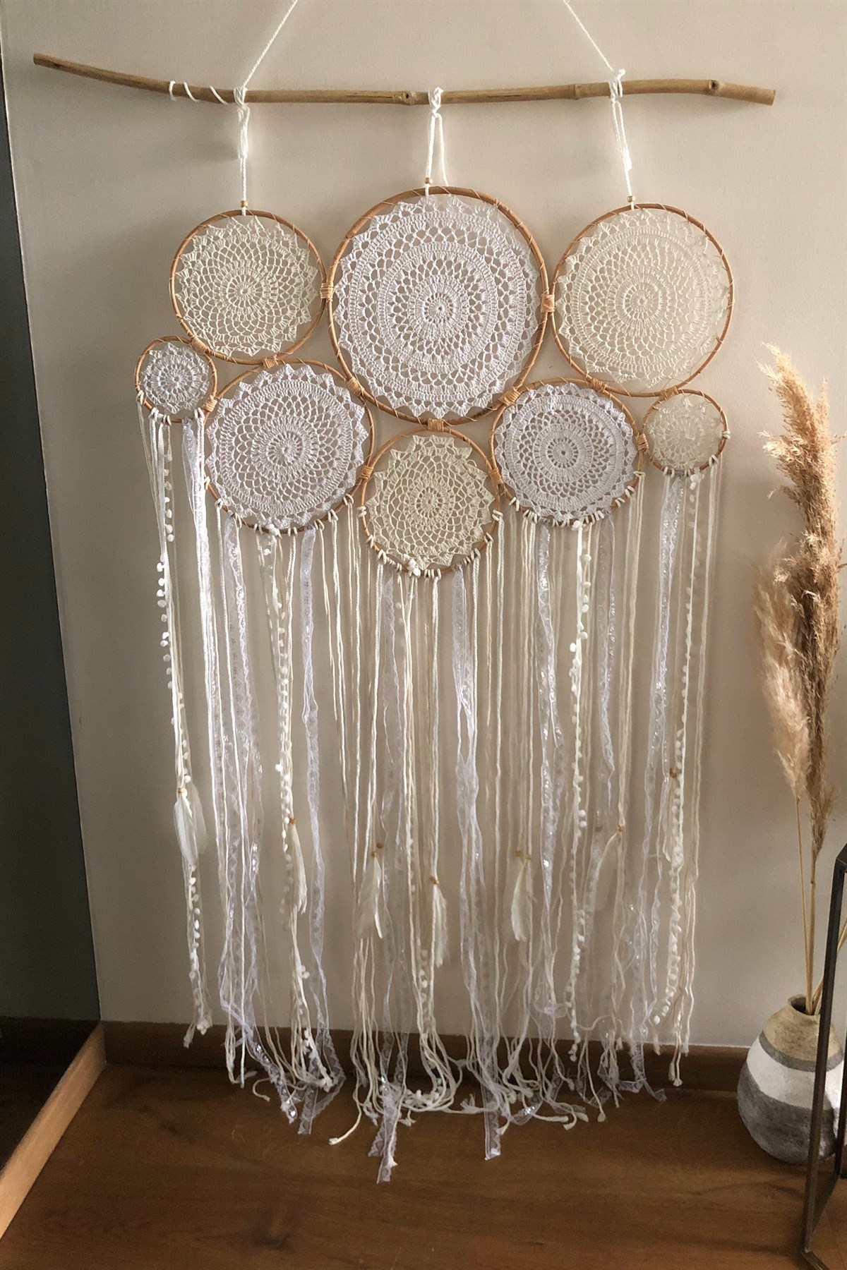 Beyaz Çok Halkalı Anjelik Dev Rüya Kapanı (100 cm * 178 cm) - Miamantra