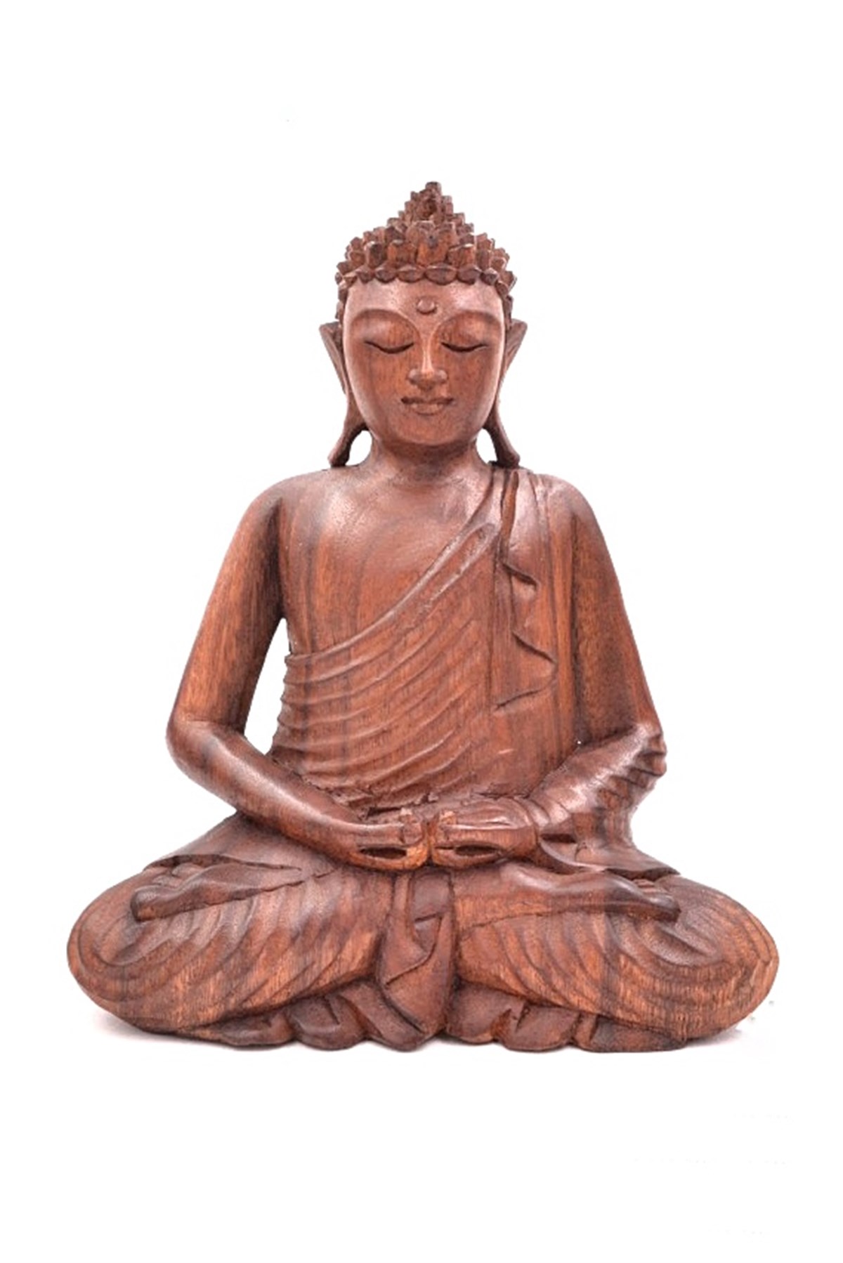 Buda Meditasyon Duruşlu Ahşap El Yapımı Heykel - (Büyük Boy 40 cm) DHYANA MUDRA