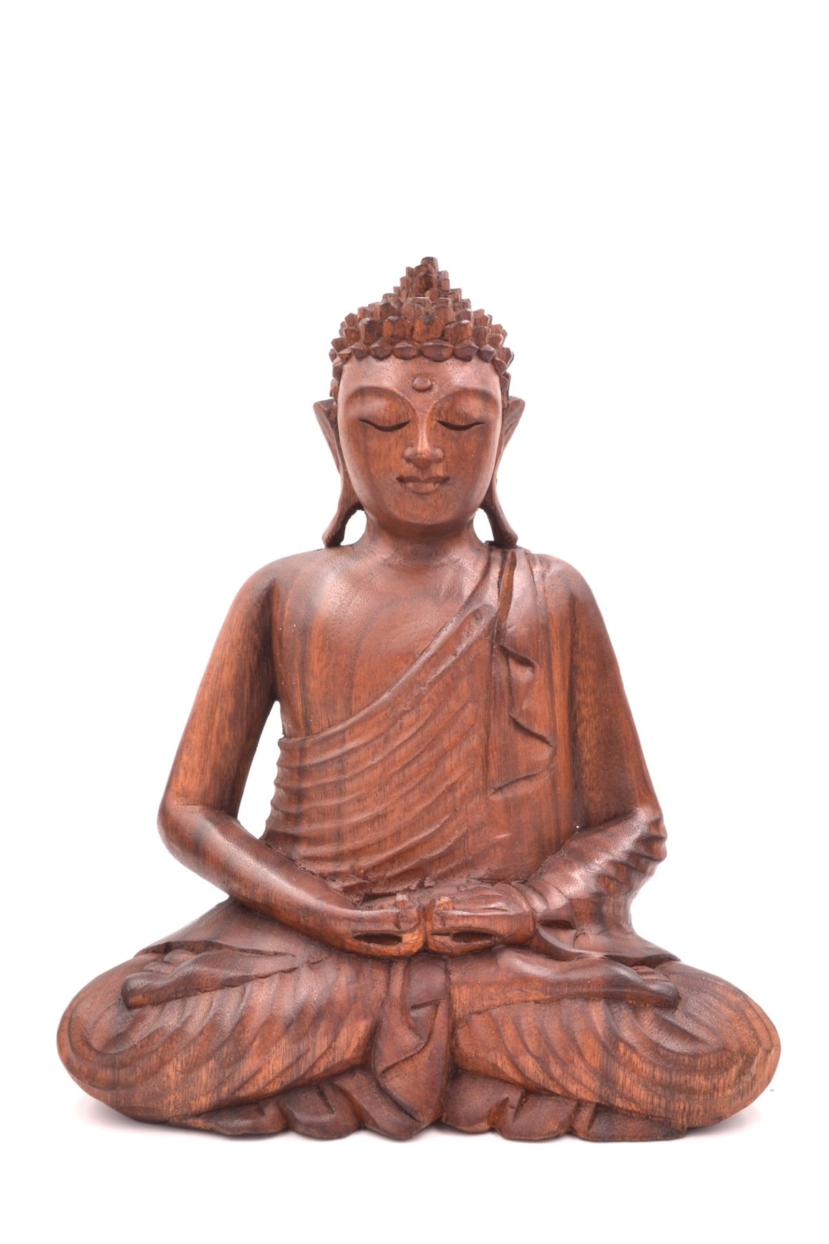 Buda Meditasyon Duruşlu Ahşap El Yapımı Heykel - (Büyük Boy 27 cm) DHYANA MUDRA - Miamantra