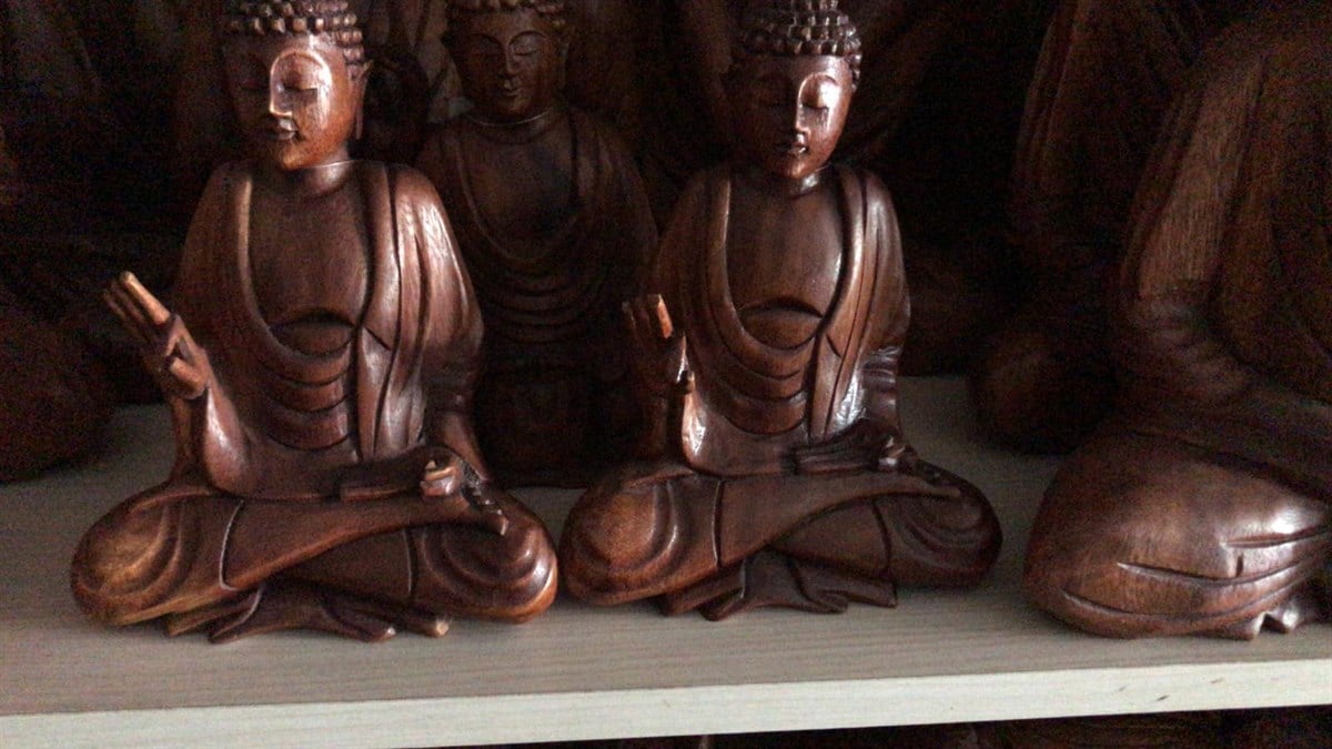 Buda Öğretici Duruşlu Ahşap El Yapımı Heykel - (Orta Boy 21 cm) VİTARKA MUDRA