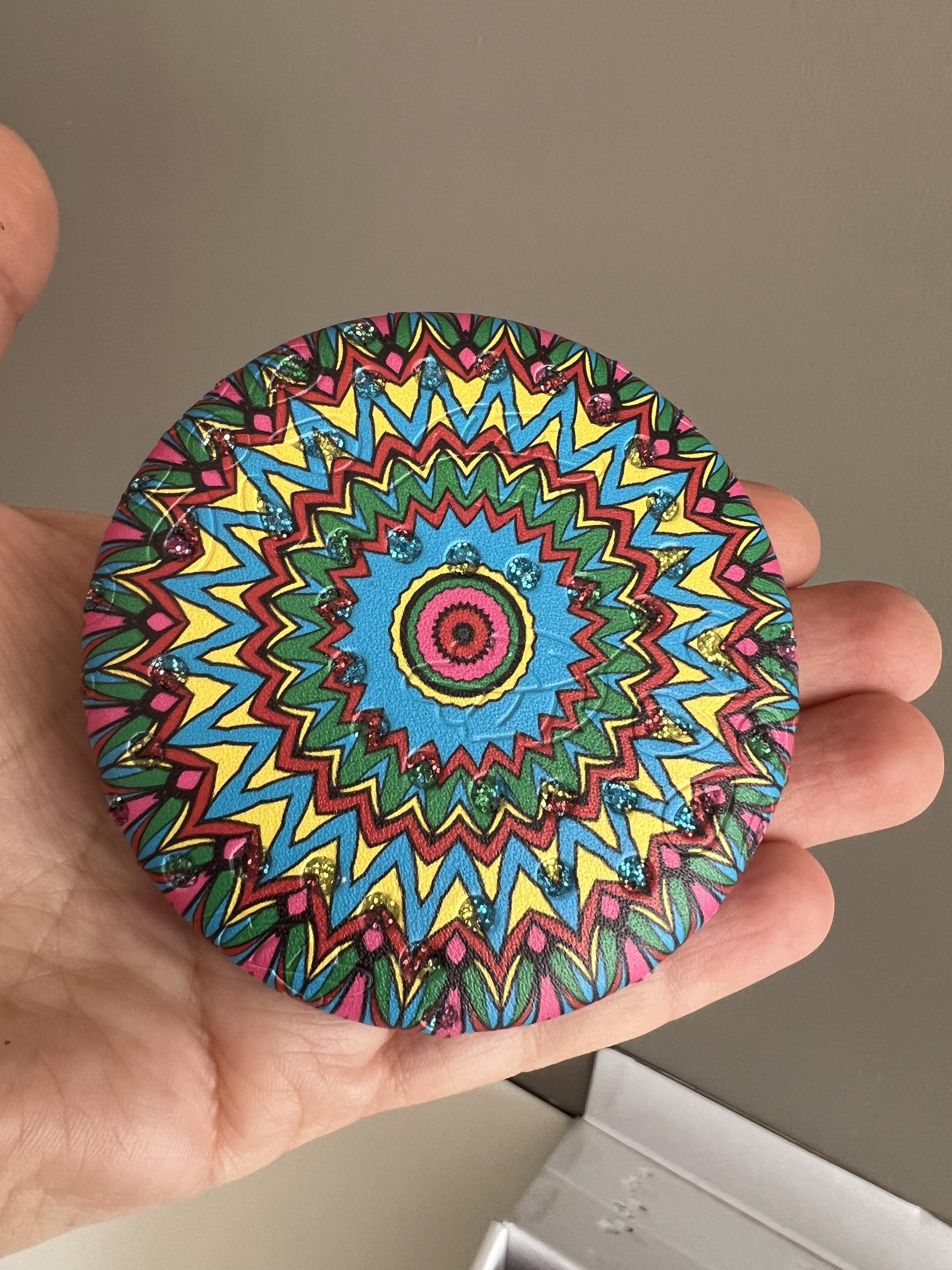 Çanta Boy / Cep Boy Büyüteçli Mandala Desenli Çift Taraflı El Aynası - Miamantra