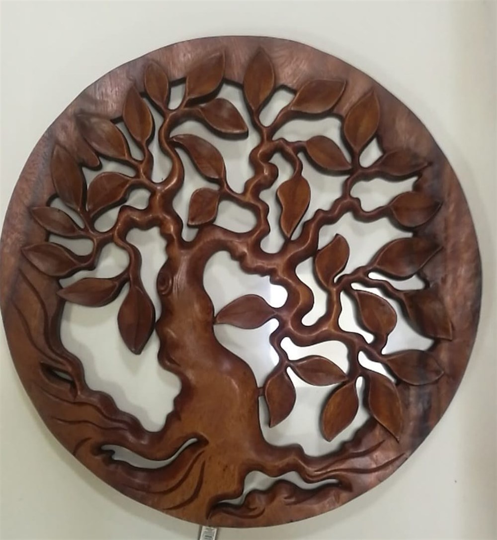 El Oyması Ahşap Hayat Ağacı Pano - 50 cm
