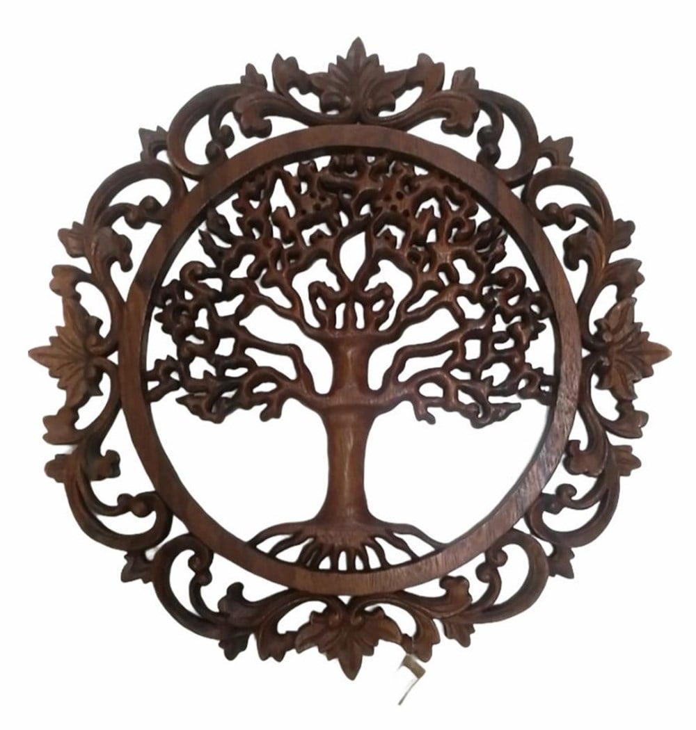 El Oyması Ahşap Hayat Ağacı Pano - 50 cm