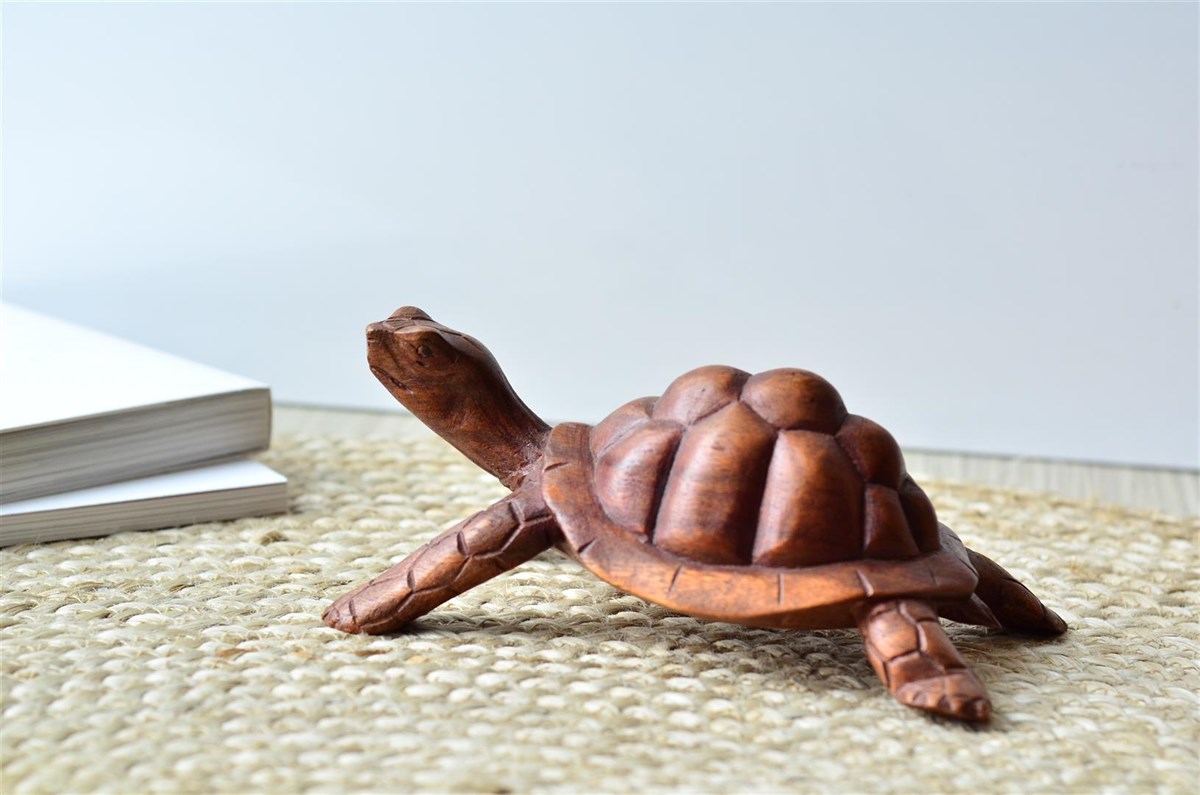 El Yapımı Ahşap Kaplumbağa Orta Boy - 20 cm