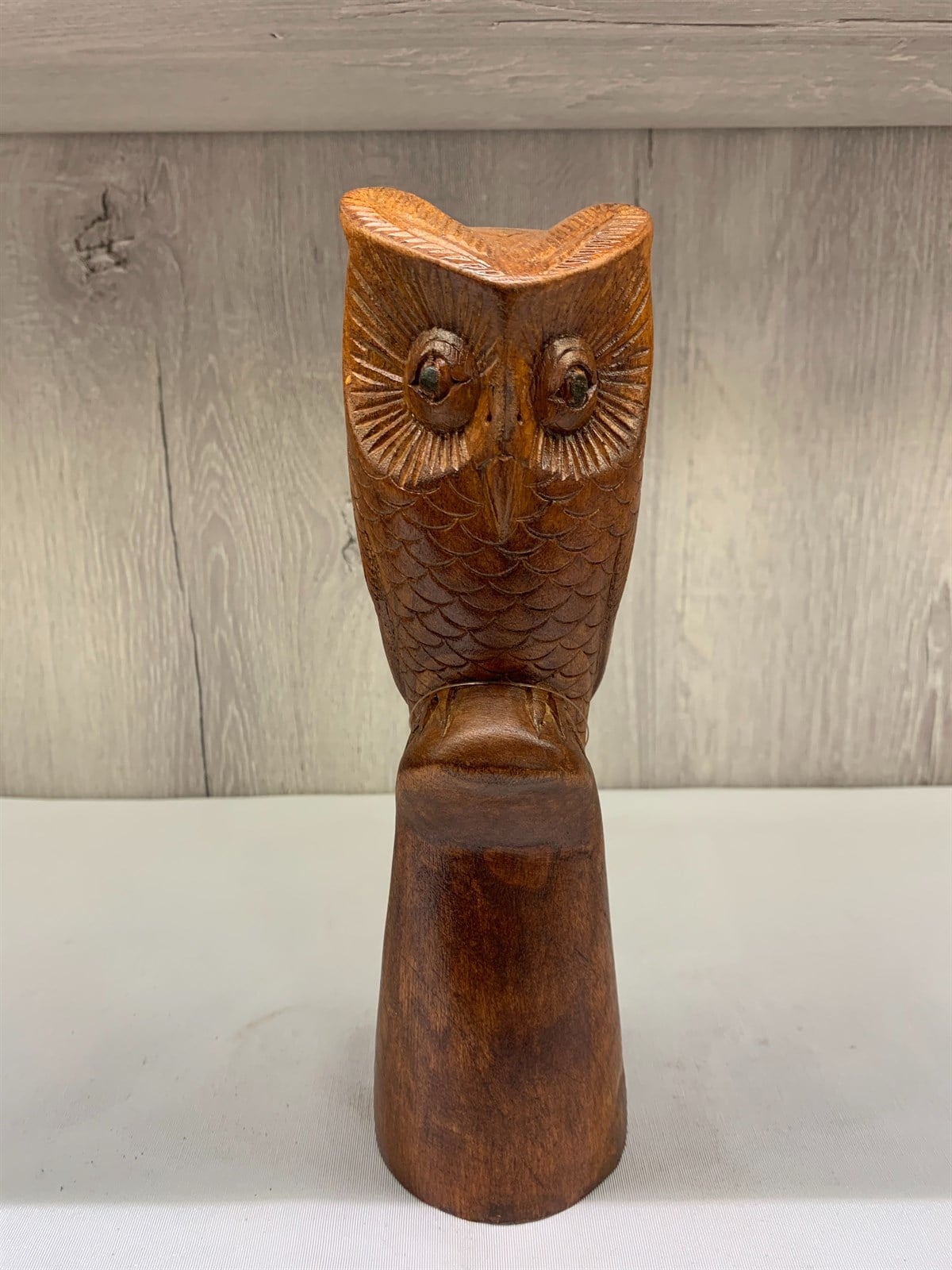 El Yapımı Ahşap Oymalı Baykuş (22 cm)