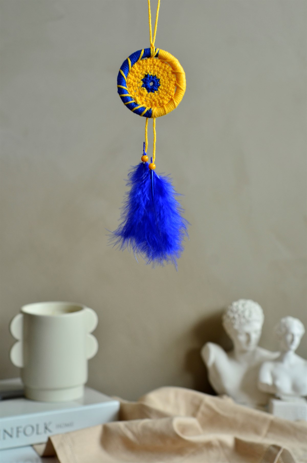 Fenerbahçe - 4 Büyükler Serisi Araba Süsü Rüya Kapanı /Düş Kapanı / Rüyakapanı / Dreamcatcher (Çap 6 cm) Model 2 - Miamantra