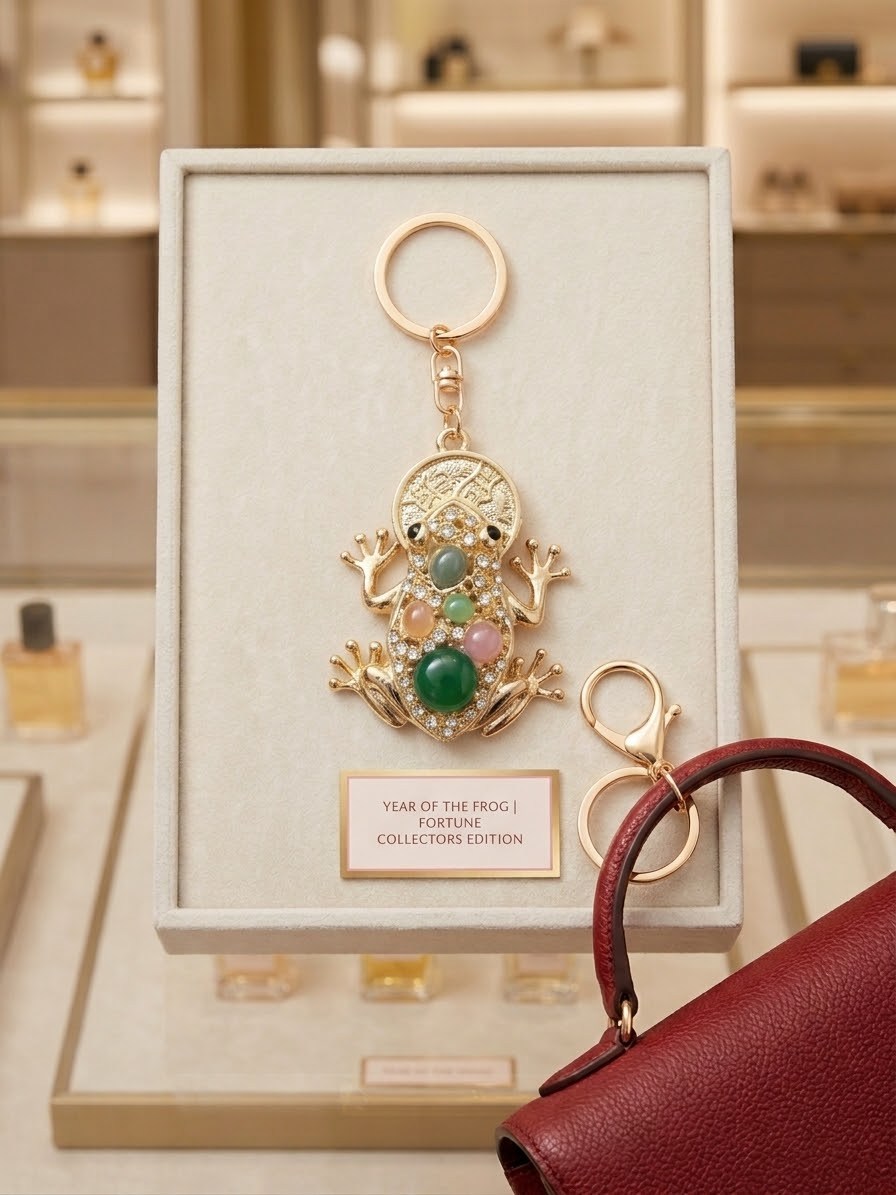 Feng Shui Ağzında Para Tutan Şans Kurbağası Anahtarlık/Şans Kurbağası Şeklinde Çanta Süsü Charm (6 Cm * 4 Cm) - Miamantra