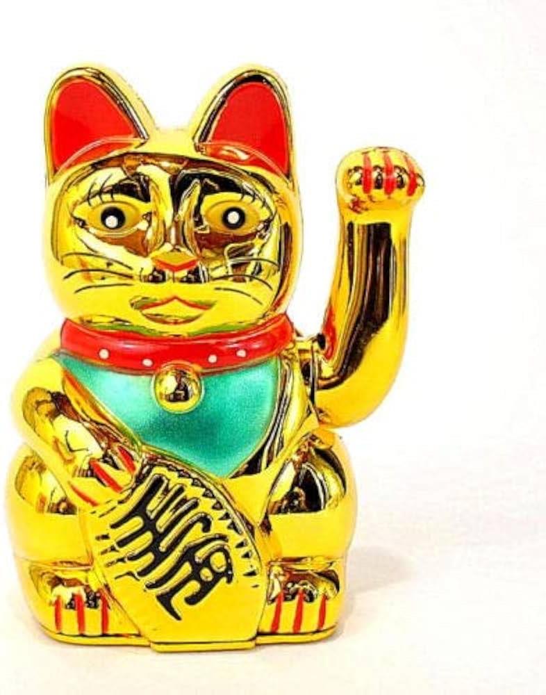 Feng Shui Büyük Boy Pati Sallayan Bereket ve Şans Kedisi - Pilli - 15 cm - Miamantra