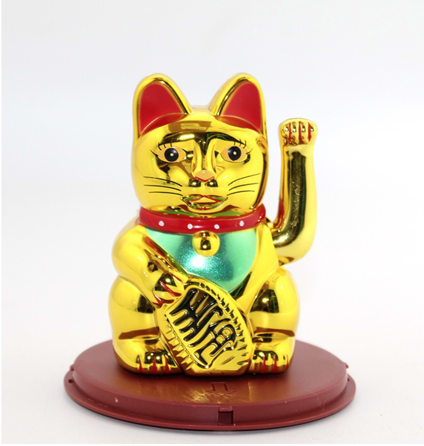 Feng Shui El Sallayan Bereket ve Şans Kedisi - Güneş Enerjili - Maneki Neko - 12 cm - Miamantra