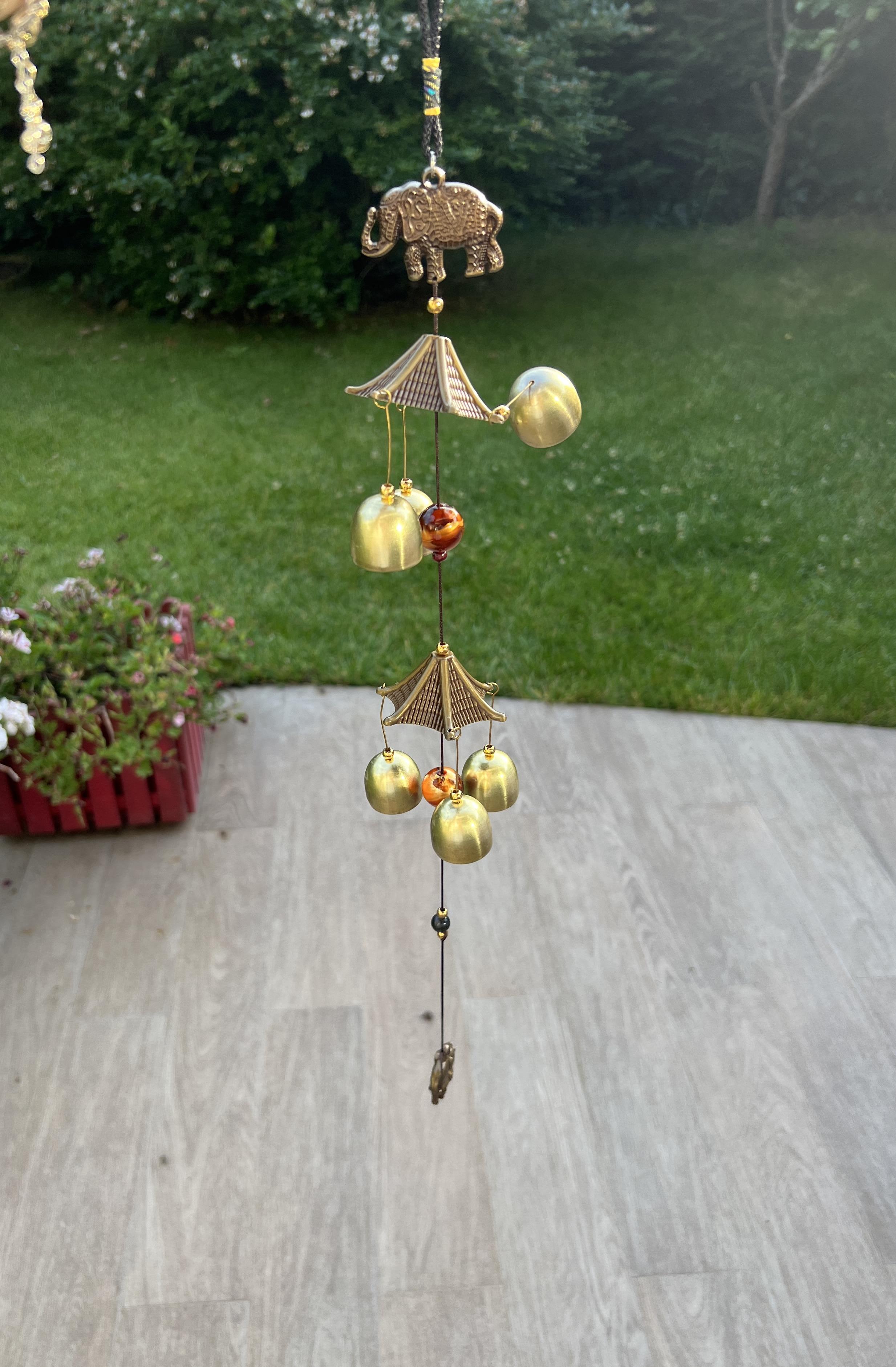 Feng Shui Filler 2 Katlı Metal Rüzgar Çanı Model2 - 55 cm uzunluk - Miamantra