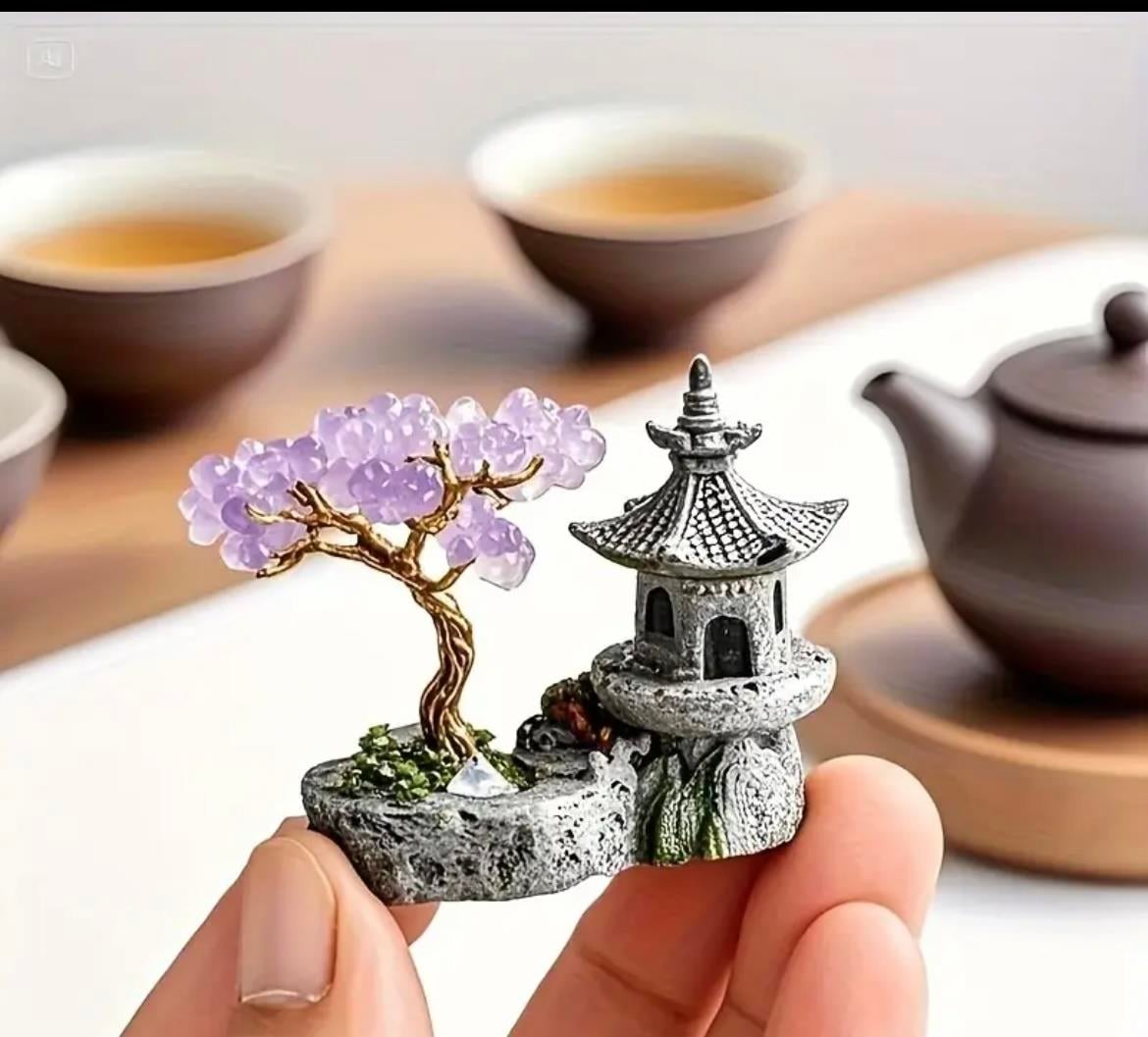 Feng Shui Minyatür Ametist Ağaç ve Tapınak Biblo - Miamantra
