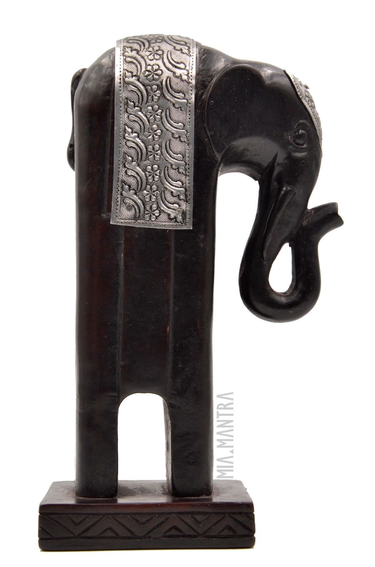 Gümüşi Detaylı Uzun Fil Heykelciği (19 cm) - Miamantra