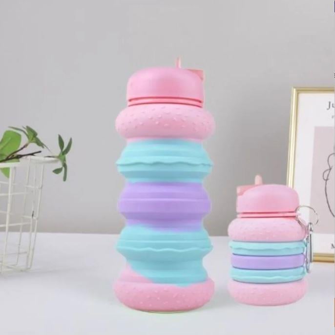 Hamburger Şeklinde Katlanabilir Portatif Su Matarası / Silikon Katlanabilir Suluk 500Ml - Miamantra