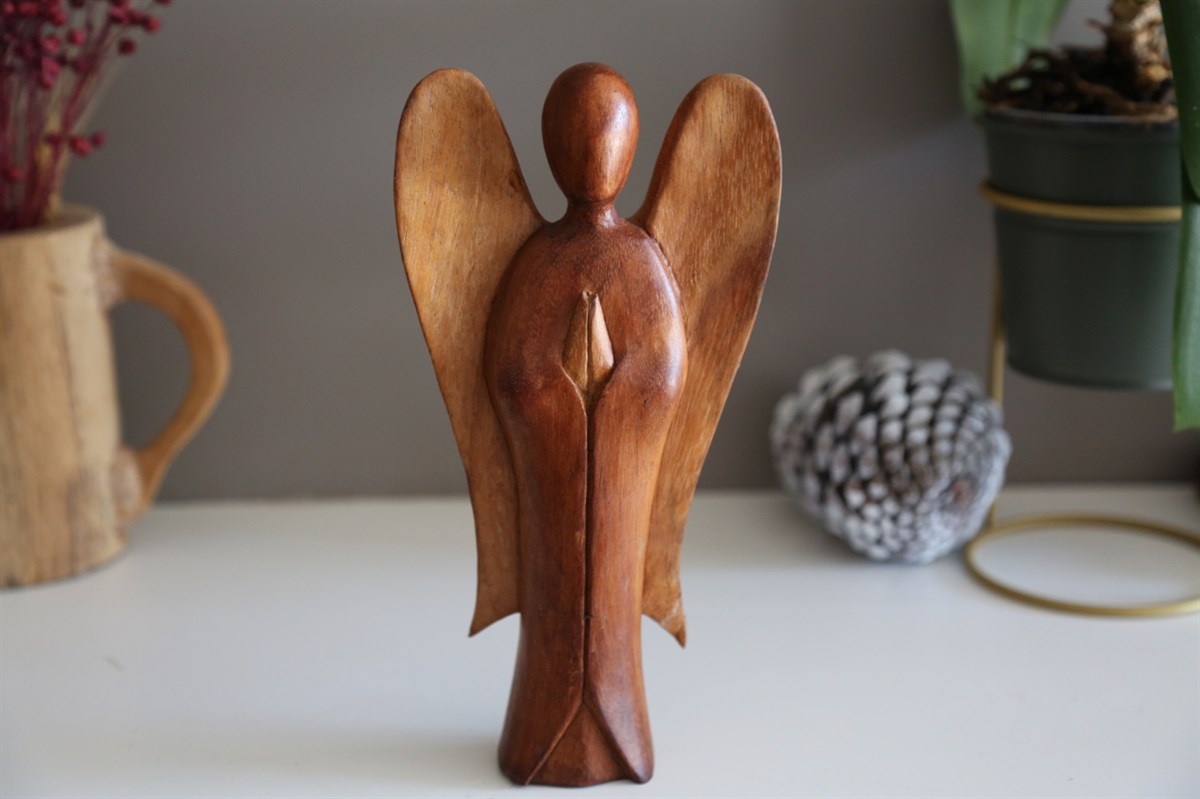 İki Renk Ahşaptan Elde Yapılmış Melek (15 cm- 20 cm -25 cm)