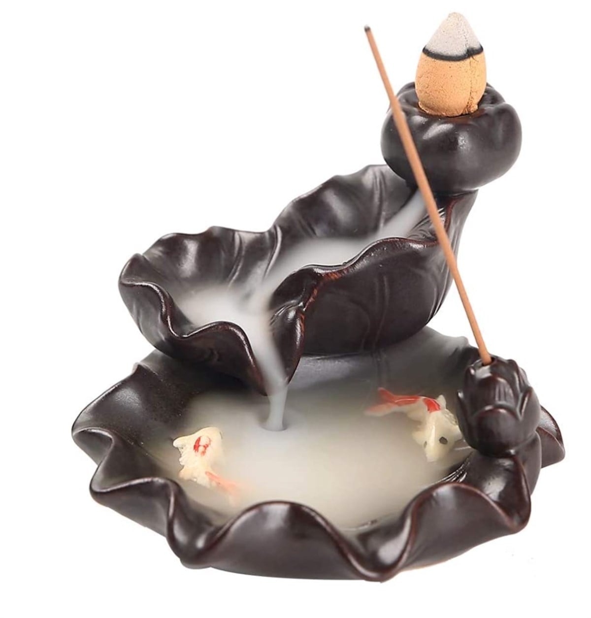 Koi Balıklı Geri Akış Tütsülük Model 2 - 9 cm  - Miamantra