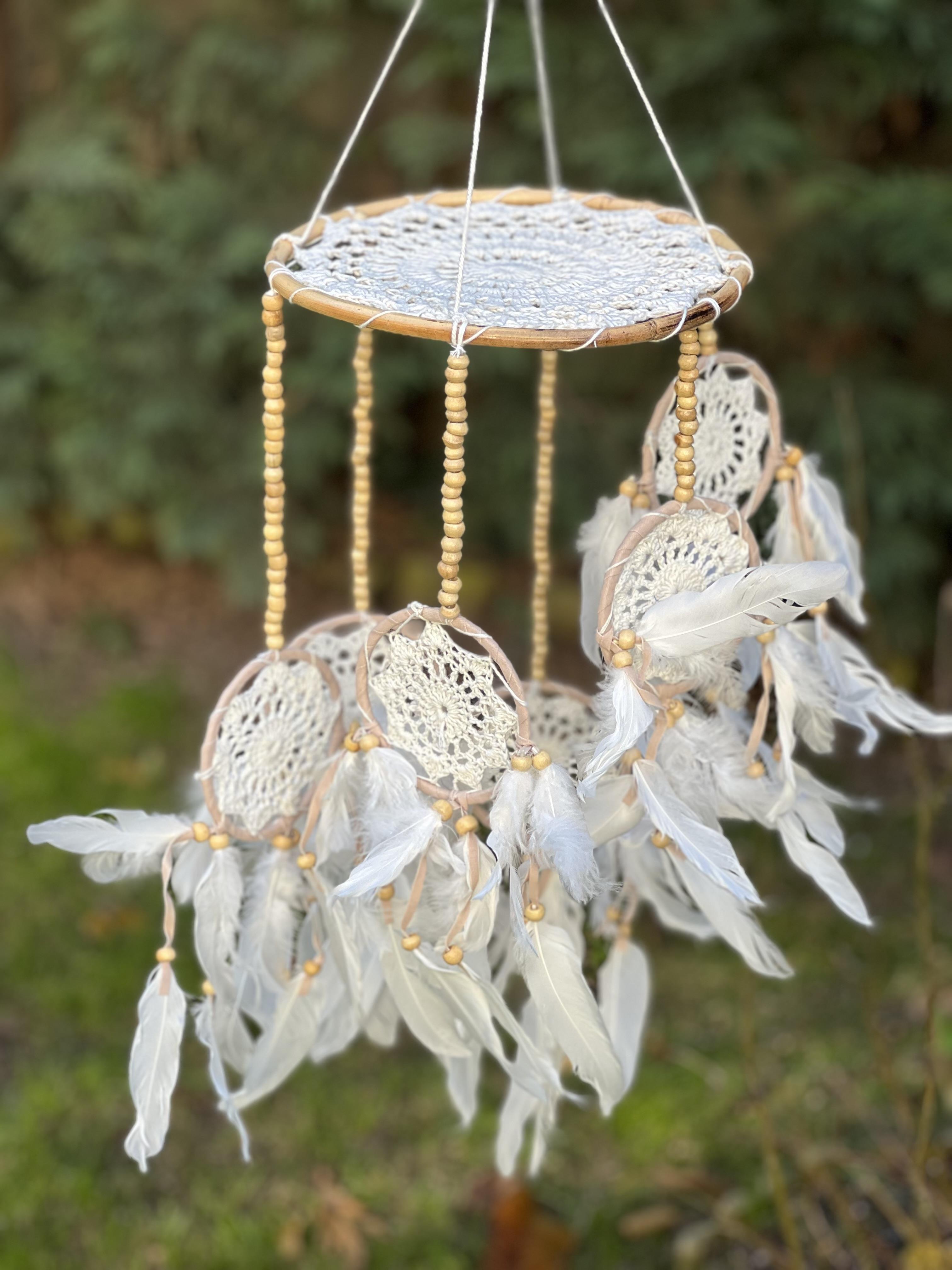 Makromeli Bol Kasnaklı Tavan Duvar Süsü Büyük Rüya Kapanı-Dreamcatcher - Miamantra
