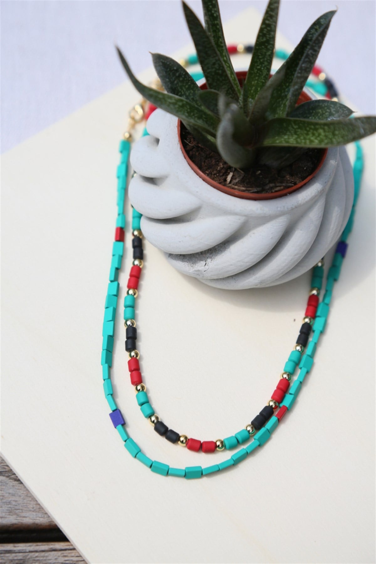 Mat Hematit Kolye Seti (2li set) - Model 1