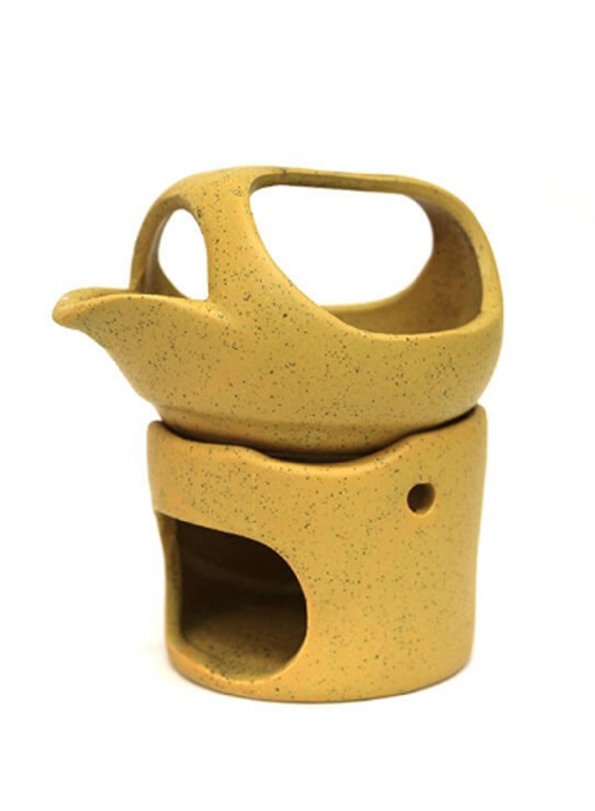 Mat Seramik İbrik Buhurdanlık (13 cm) - Sarı - Miamantra