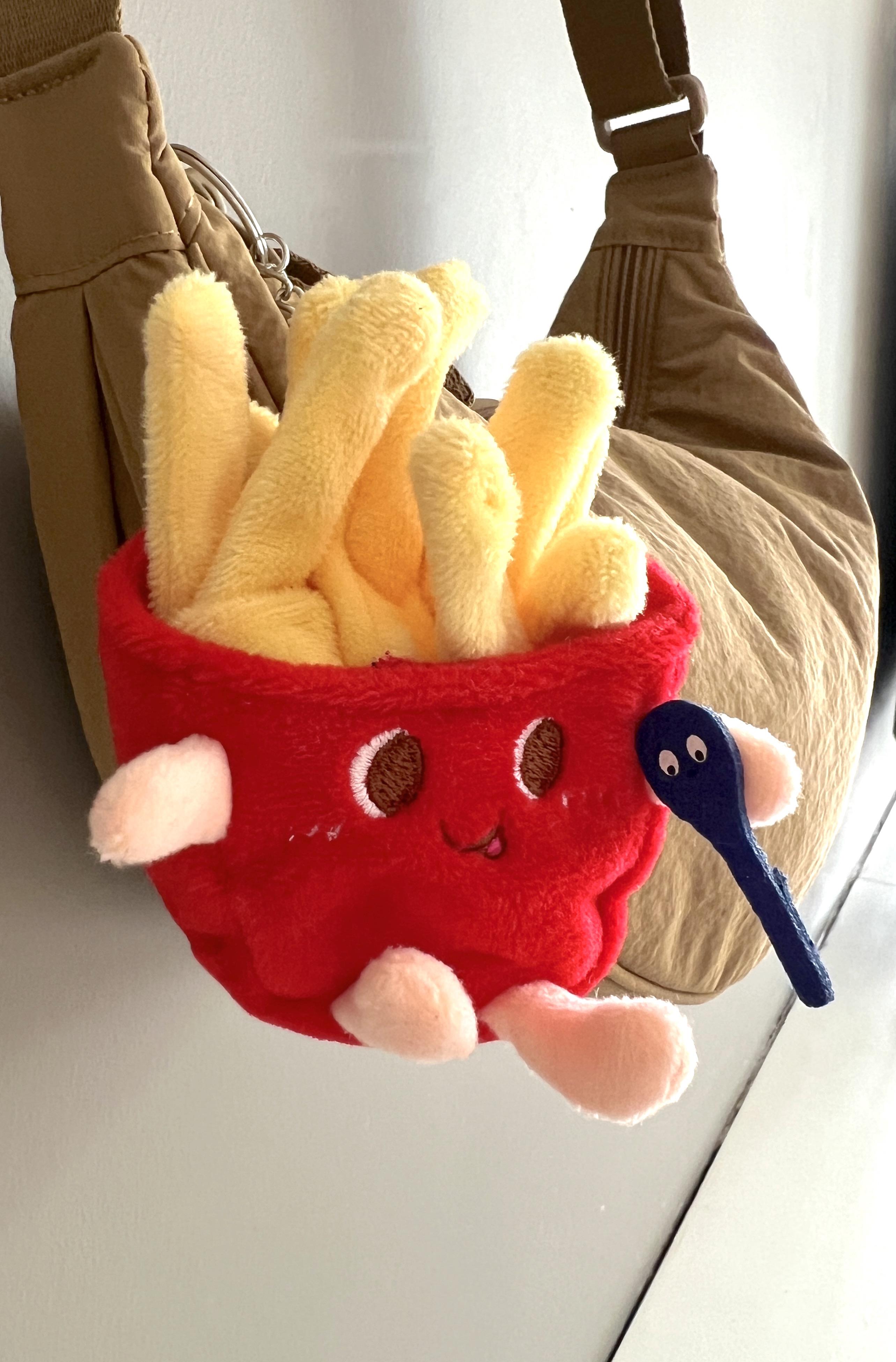 Patates Kızartması Şeklinde Sarı Kırmızı Peluş Anahtarlık/Çanta Süsü - Miamantra