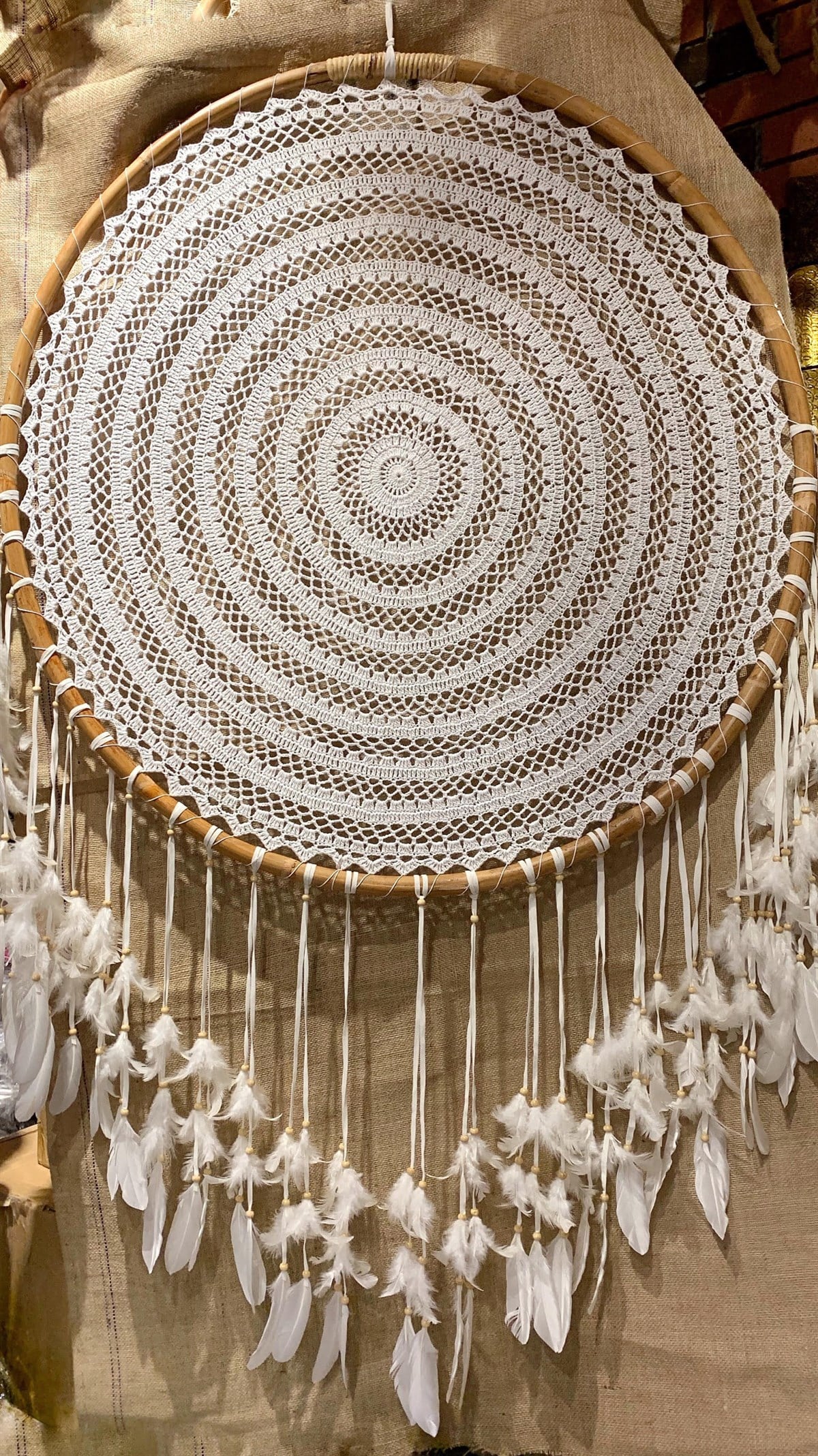 Rattan Çerçeveli Battal Boy Rüya Kapanı - 80 cm çap