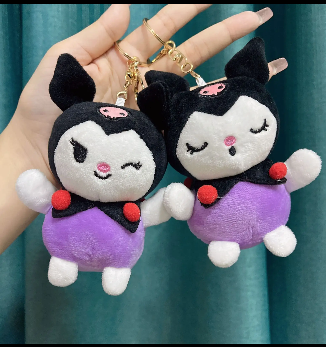 Sanrio Kawaii Karakteri Peluş Kuromi Anahtarlık / Kuromi Çanta Süsü / Peluş Kuromi Oyuncak 13 cm - Miamantra