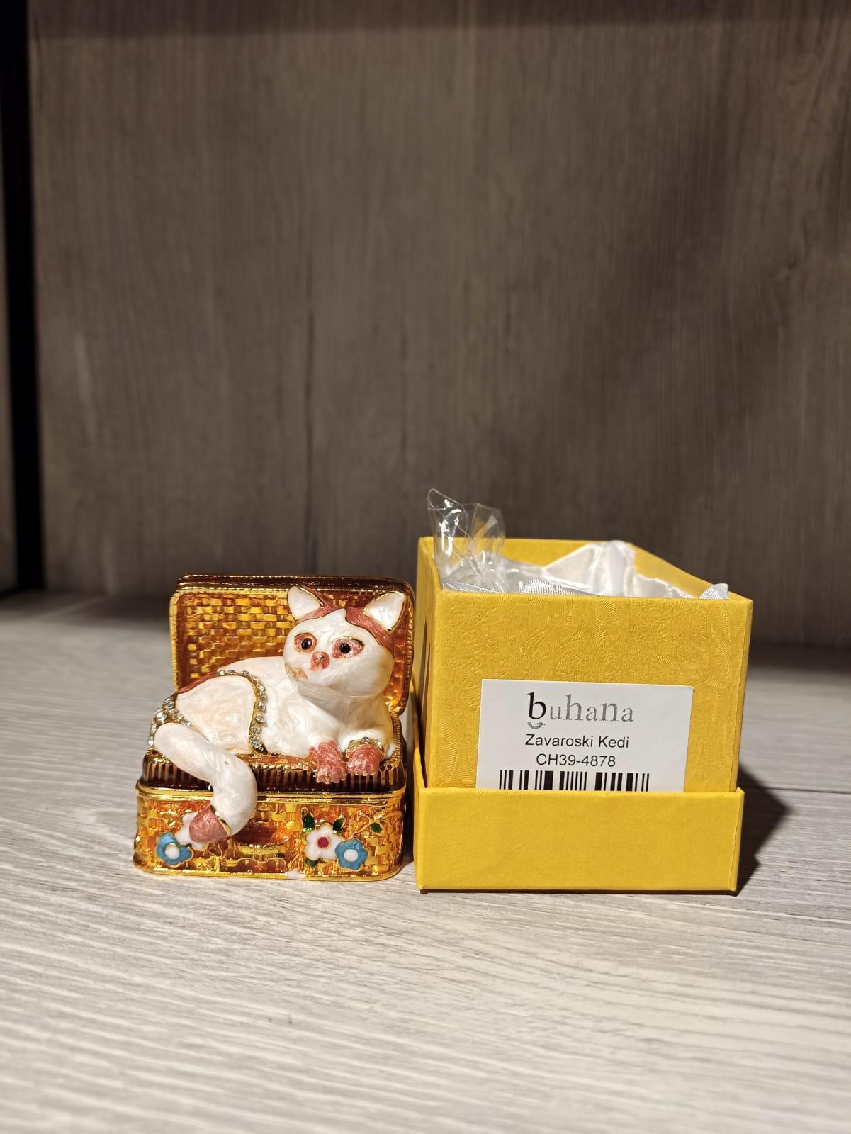 Swarovski Taşlı Kedi Mücevherlik / Dekoratif Biblo - Miamantra