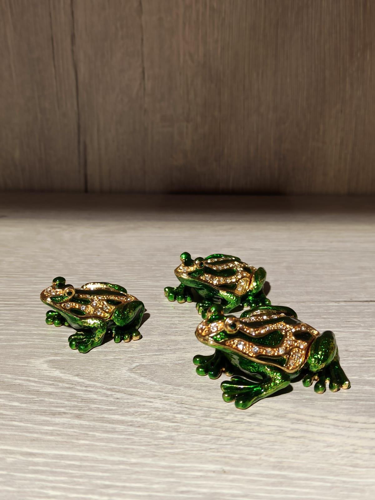 Swarovski Taşlı Kurbağa 3'lü Mücevherlik / Dekoratif Biblo - Miamantra