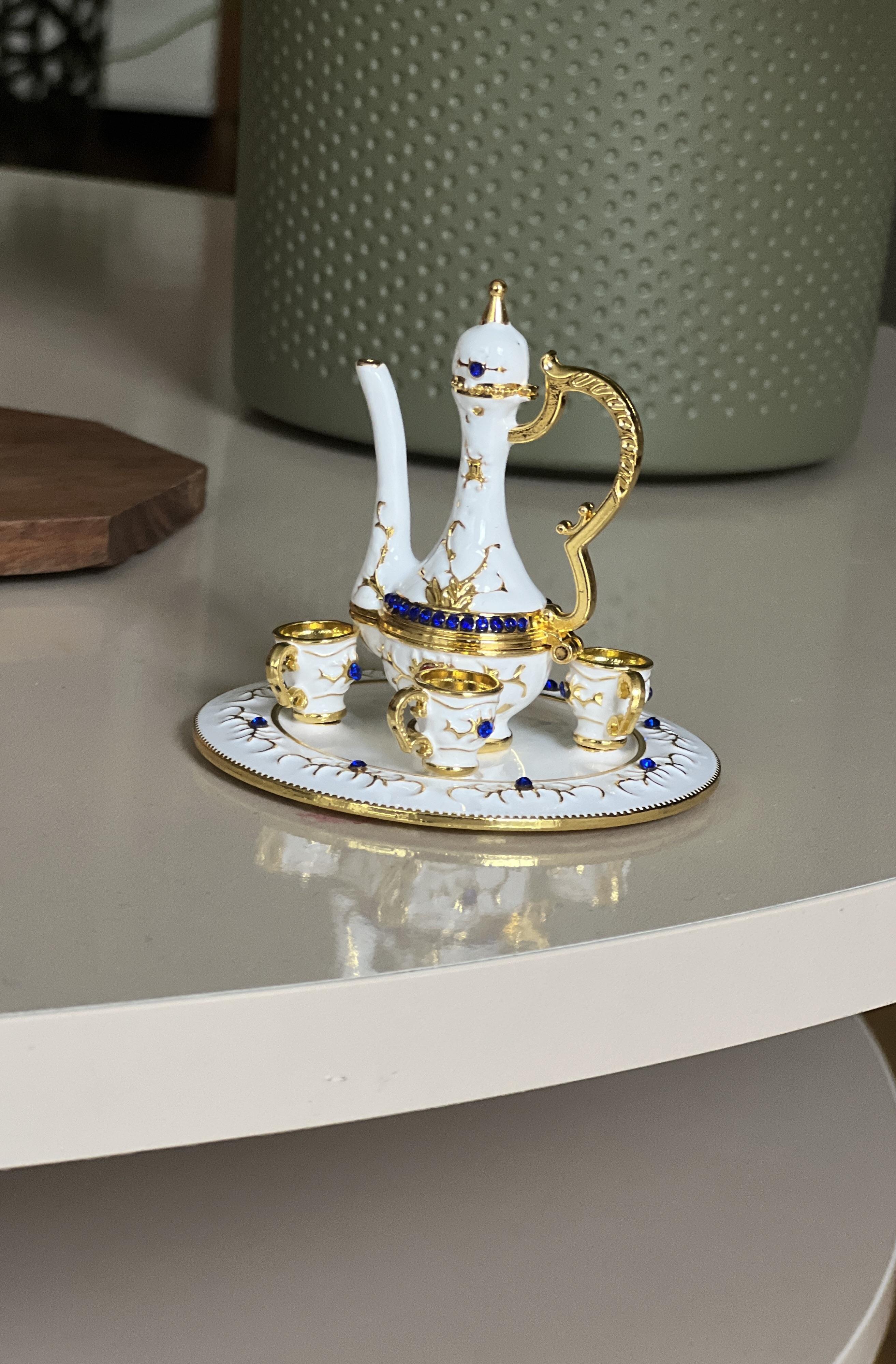 Swarovski Taşlı Minyatür İbrik Seti 4 Lü Mücevherlik / Dekoratif Biblo - Miamantra