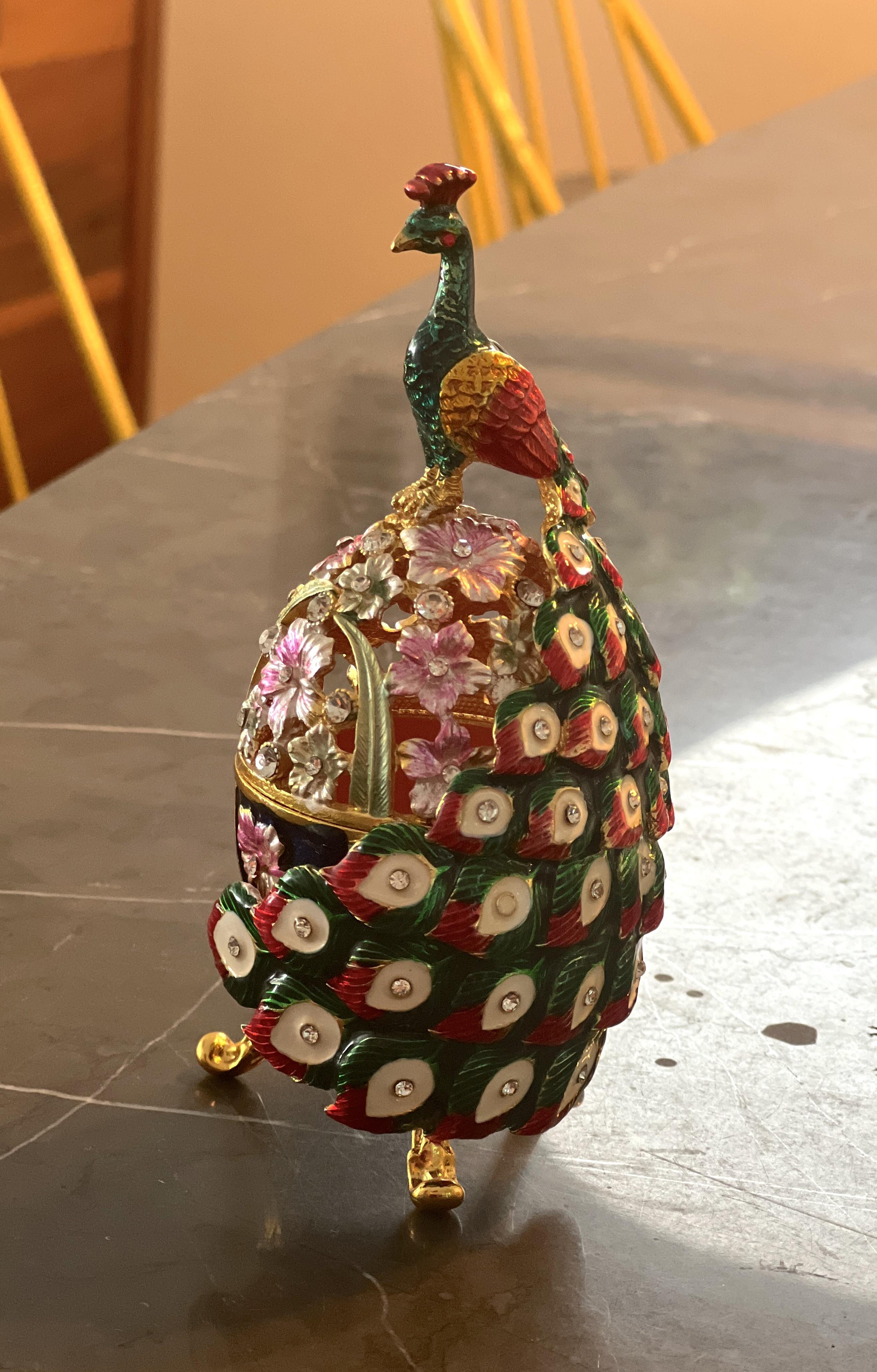 Swarovski Taşlı Tavuz Kuşu-Yumurta Mücevherlik / Dekoratif Biblo - Miamantra