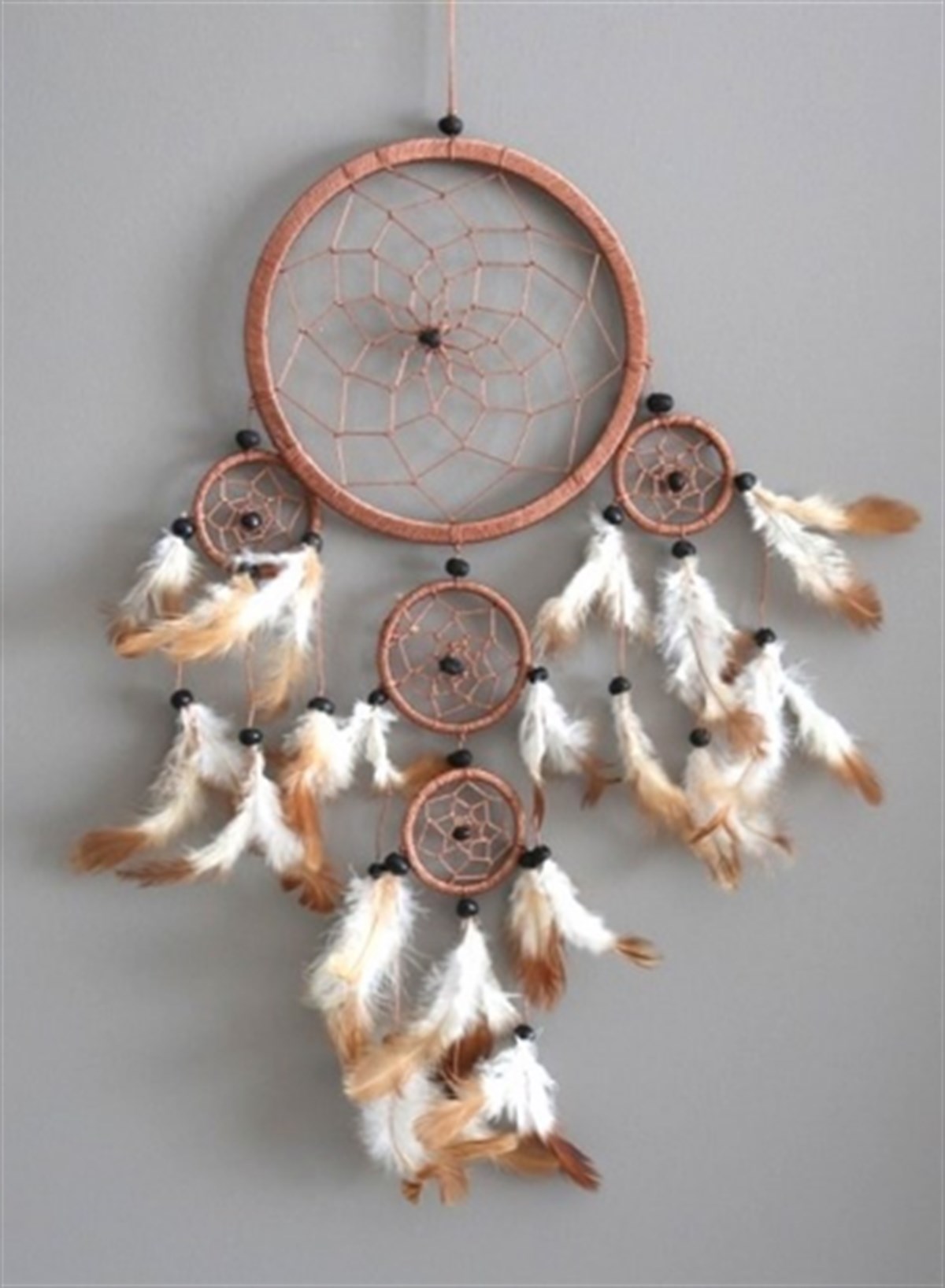 Üç Gözlü Kahverengi Rüya Kapanı / Dreamcatcher (16,5 cm çap) - Miamantra