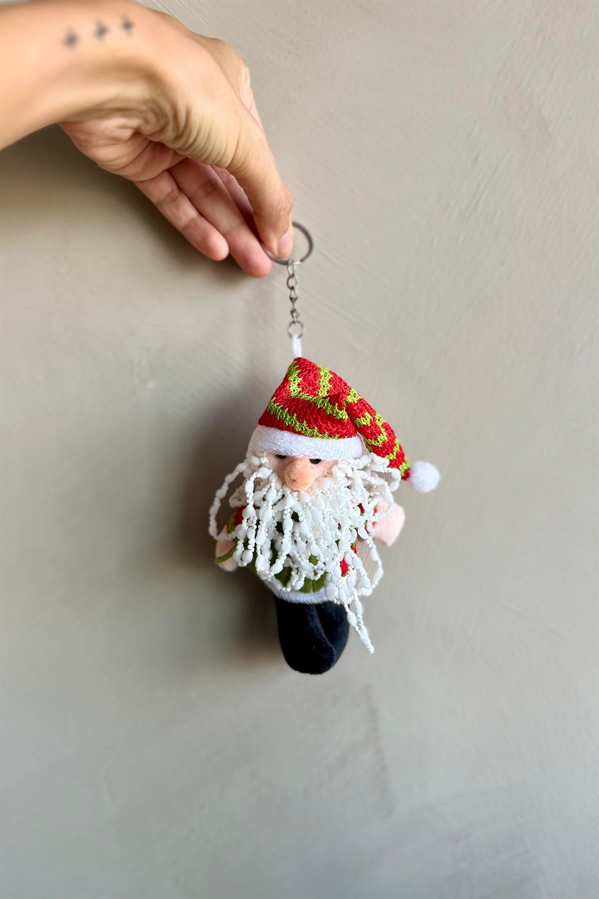 Yılbaşı Temalı Noel Baba Sevimli Peluş Model Anahtarlık , Çanta Aksesuarı Hediyelik (14 cm) - Miamantra