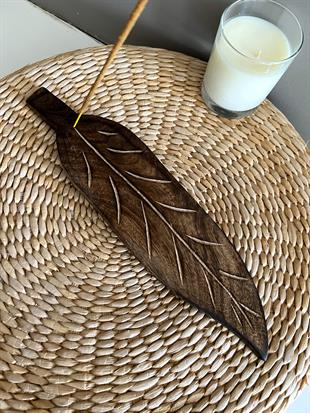 Eskitme Görünümlü Yaprak Şeklinde Ağaç Tütsülük - Miamantra