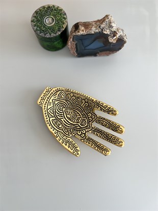 Fatima'nın Eli Şeklinde Gold Metal Tütsülük - Miamantra