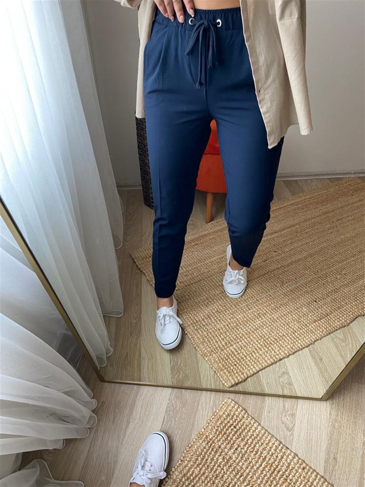 Bel lastıklı yuksek bel pantalon