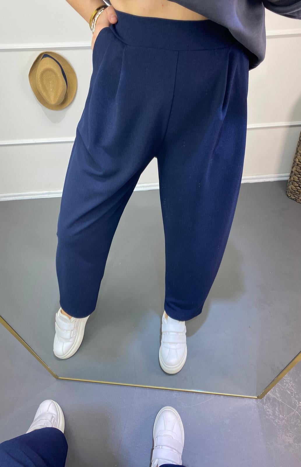 Belı lastık full lıkralı pantalon larcıvert