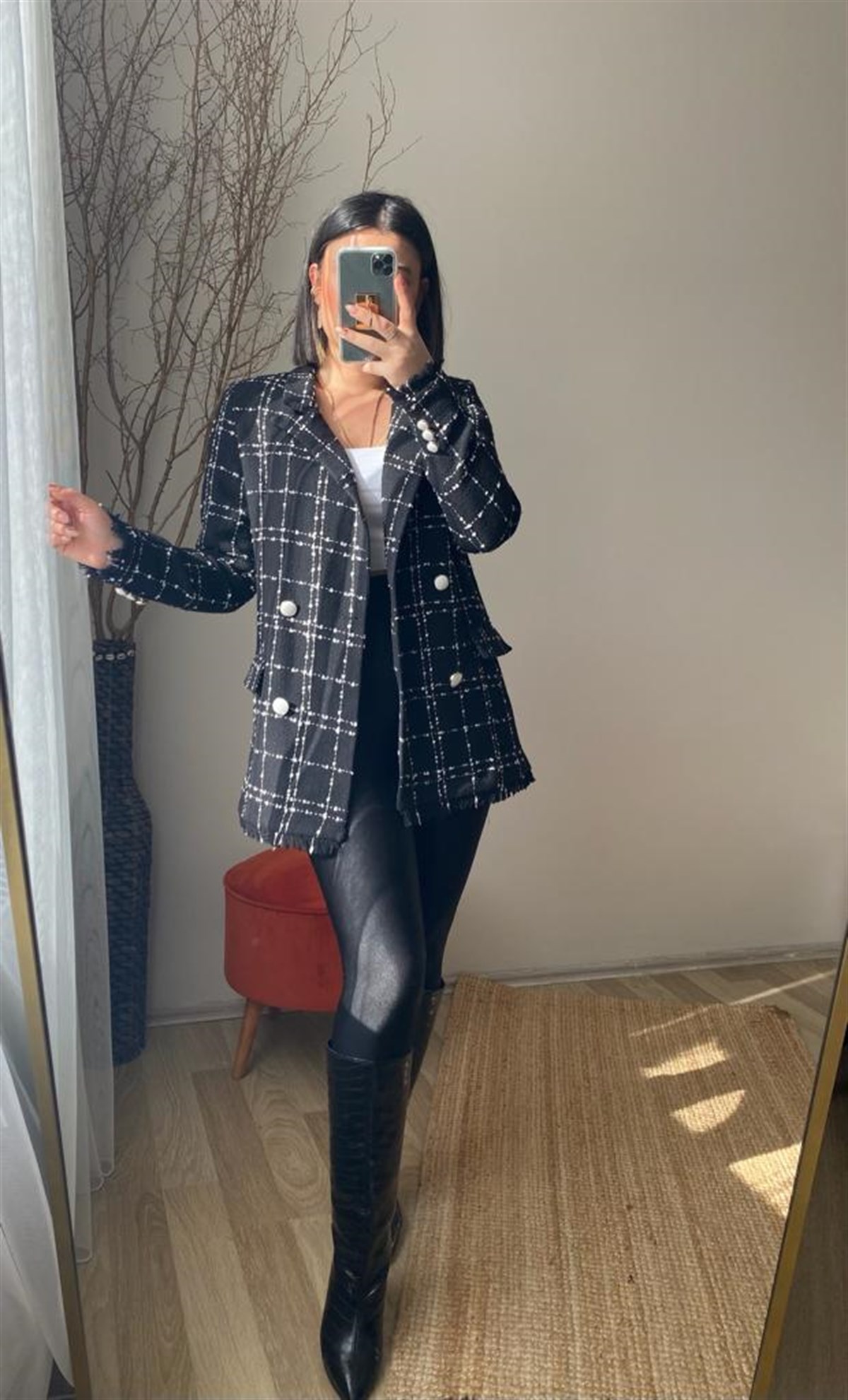 Dokuma astarlı vatklı blazer ceket