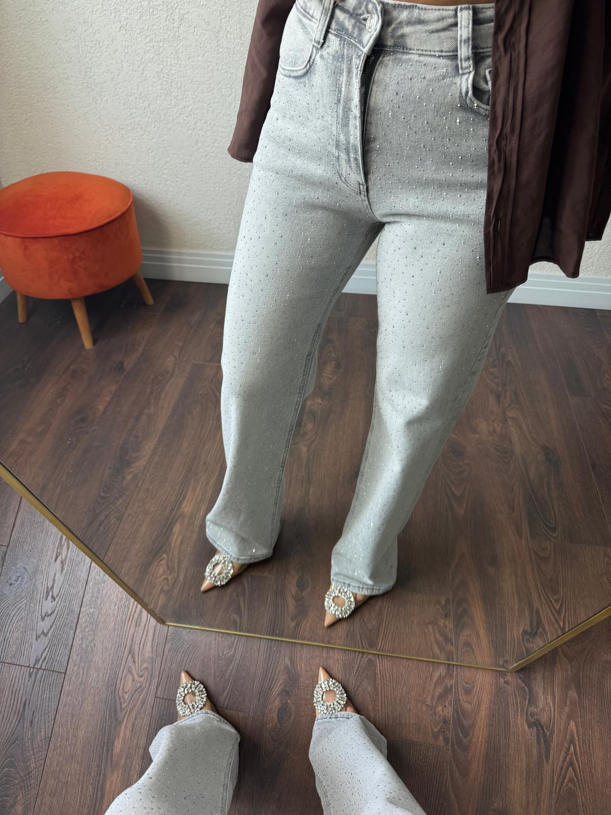 Işıltılı lıkralı jean
