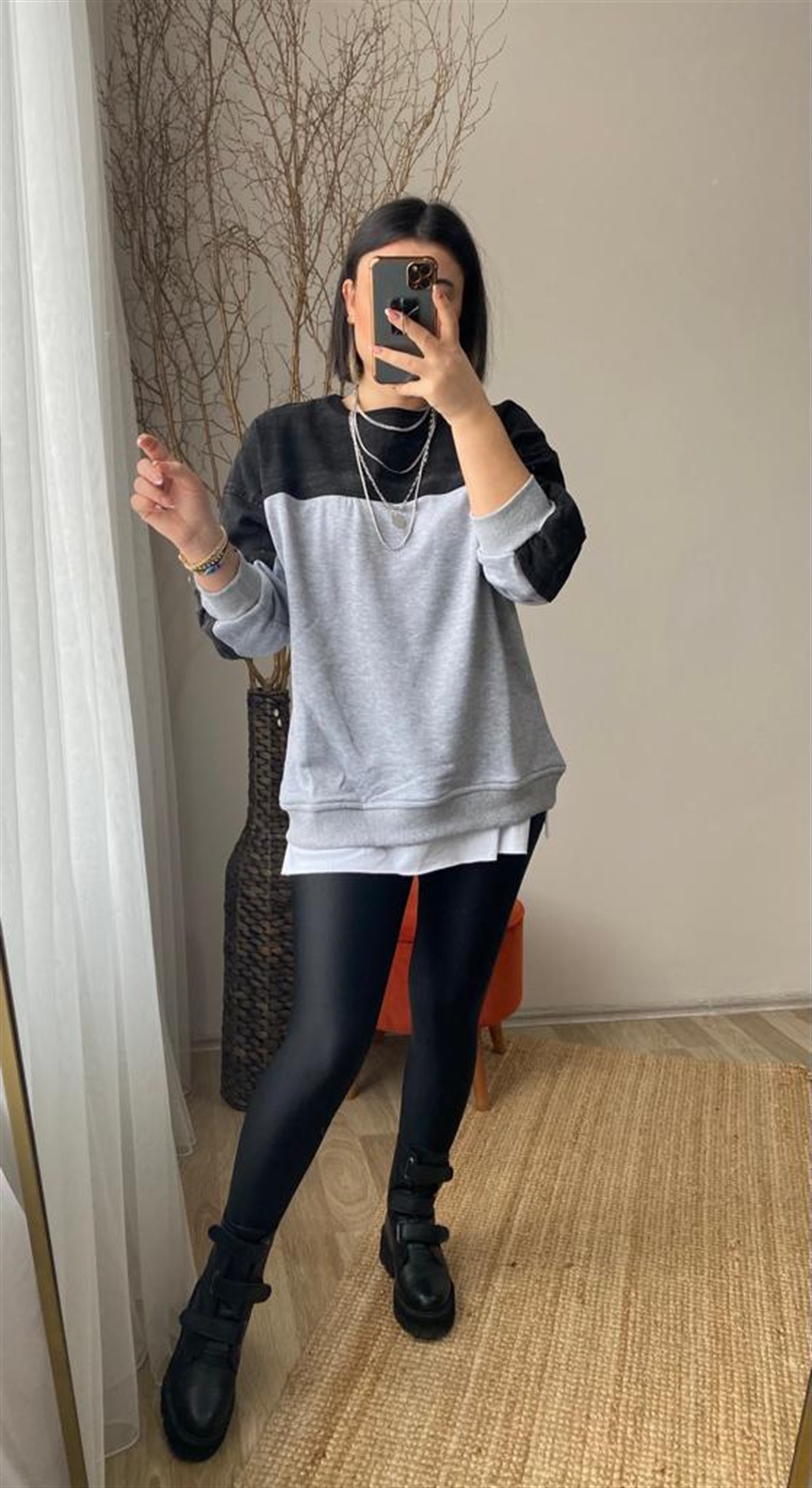 Jean detaylı sweat