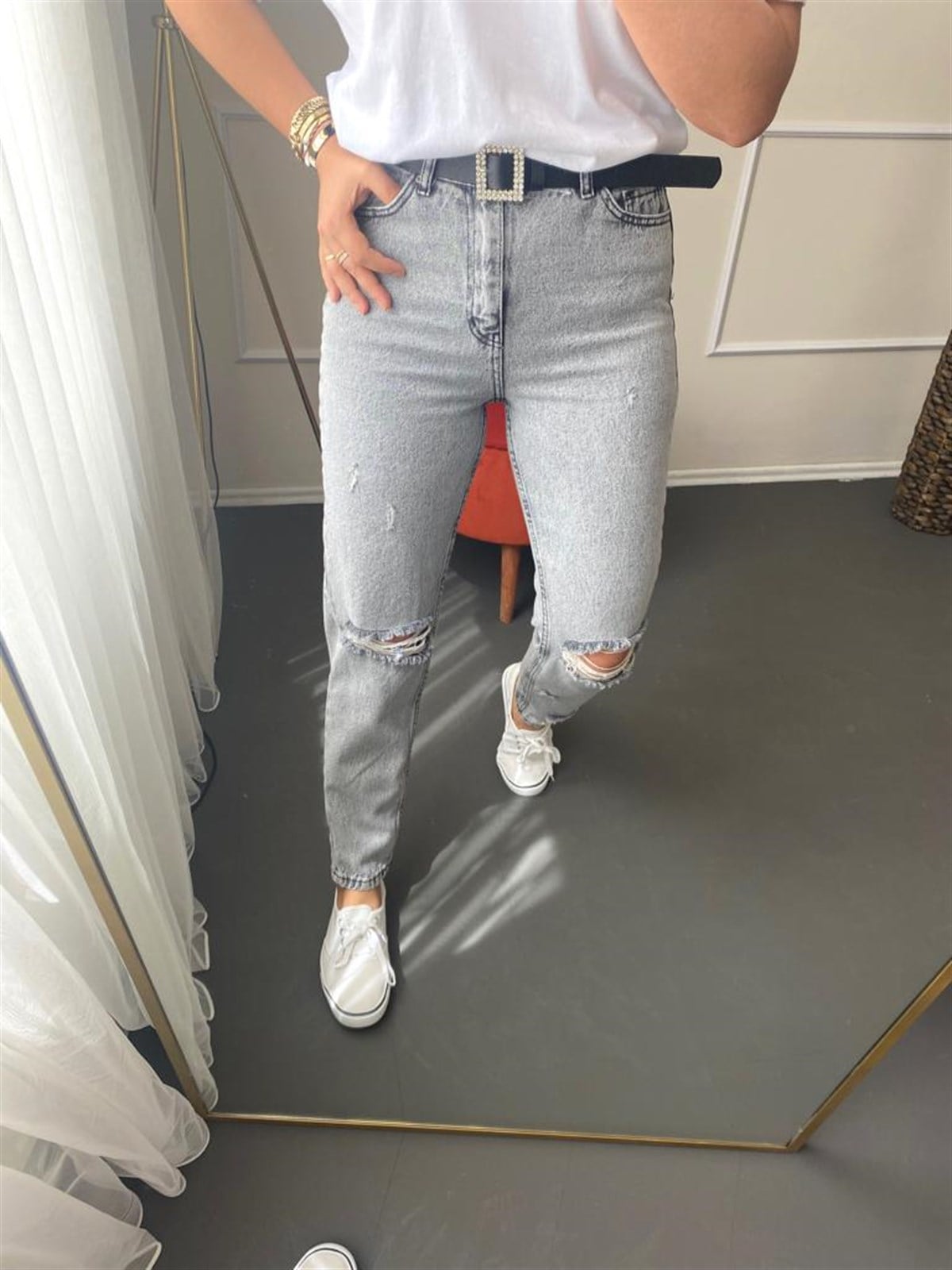 Yukse bel mom jean