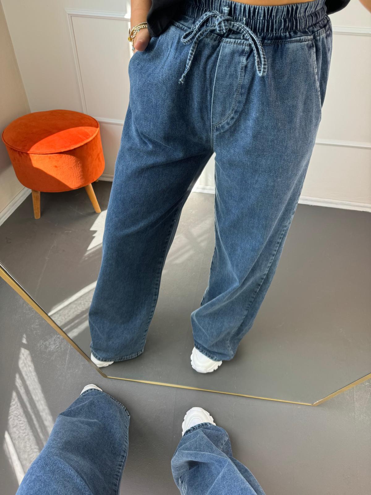 Belı lastıklı bol jean