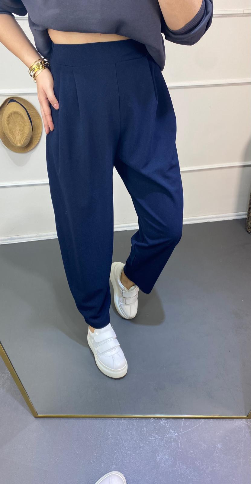 Belı lastıklı Full lıkralı pantalon larcıvert