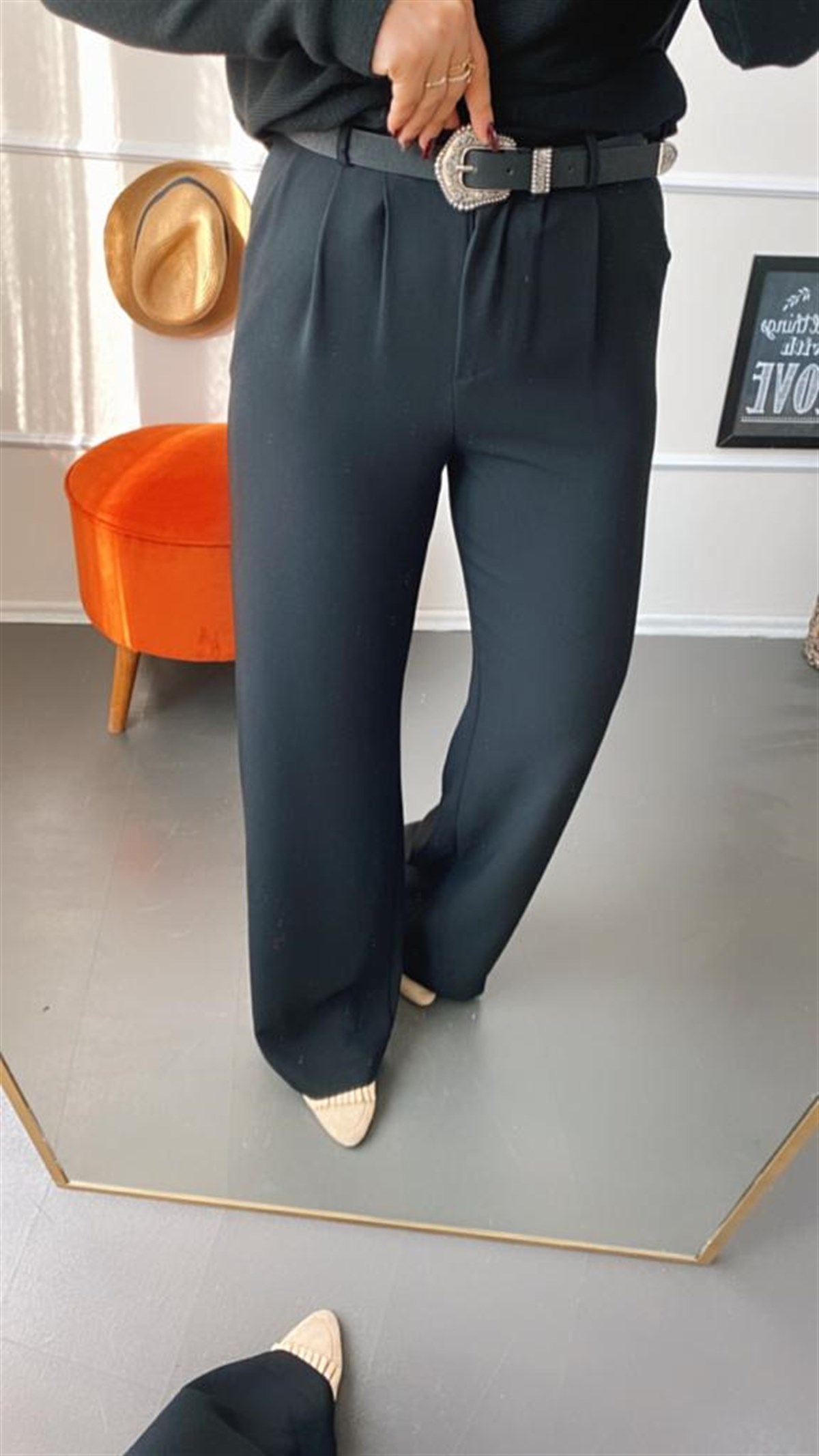 Belı lastıklı palazzo pantalon