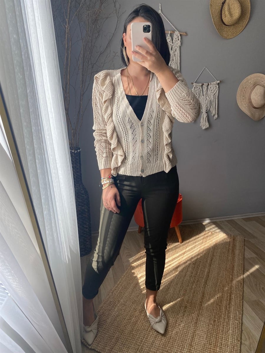 Duble paça bel lastik kumaş pantalon