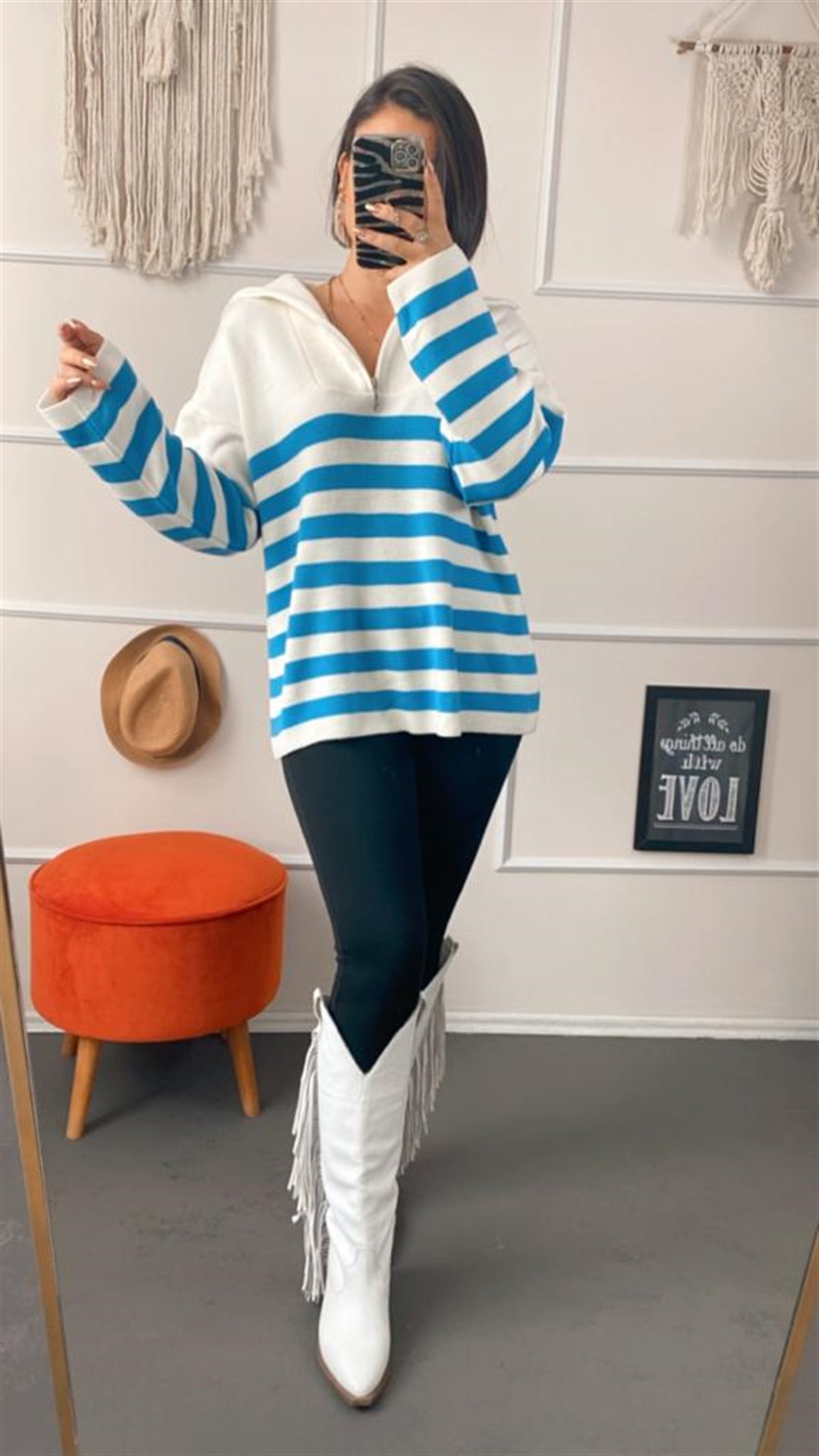 Kamyoner yaka standart beden trıko kazak
