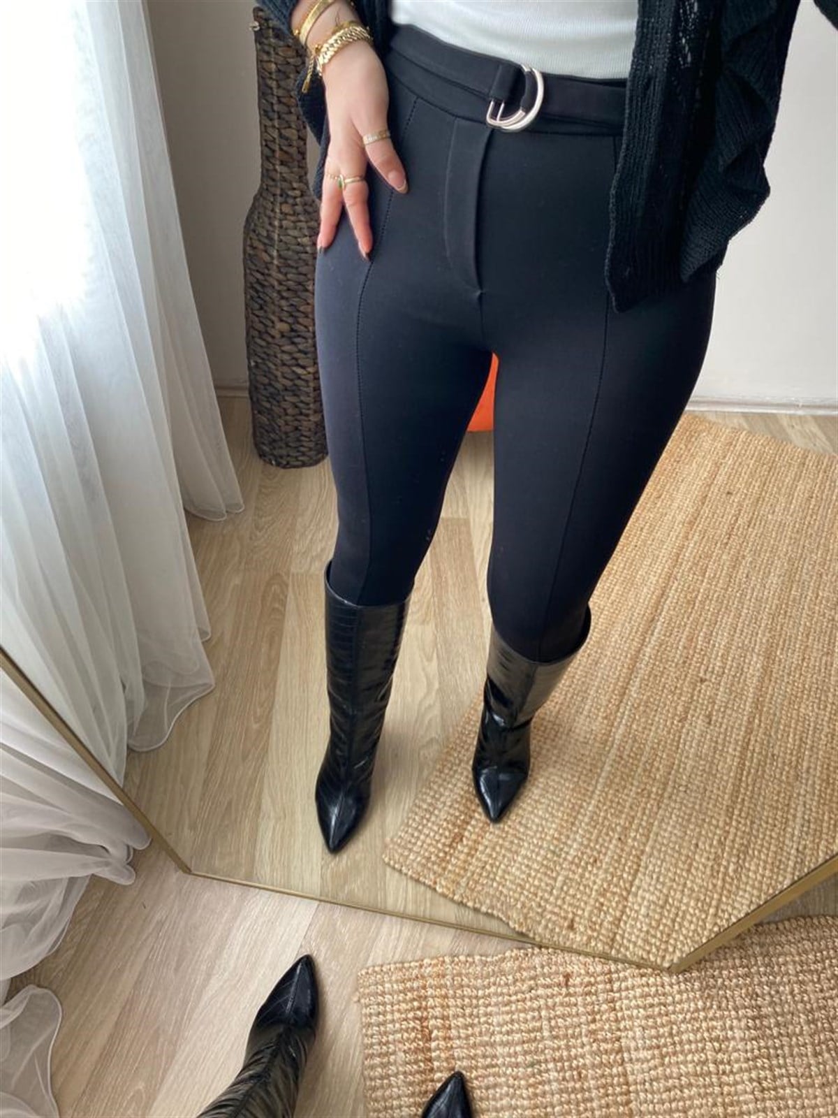 Orjınal marka bel kemerlı tayt pantalon