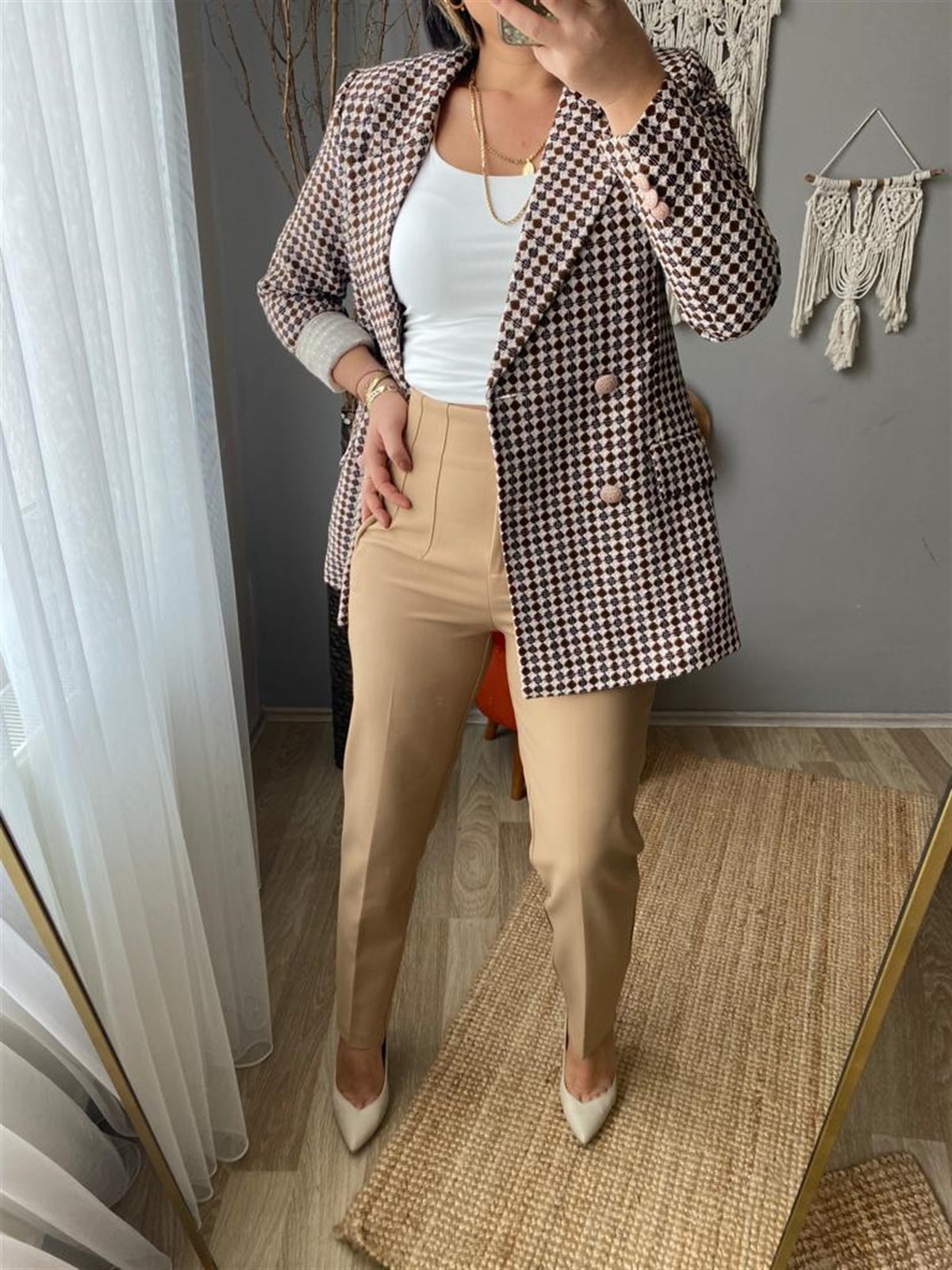 Pensli ekstra yüksek bel kumaş pantalon