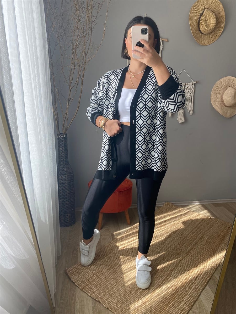 siyah beyaz standart hırka
