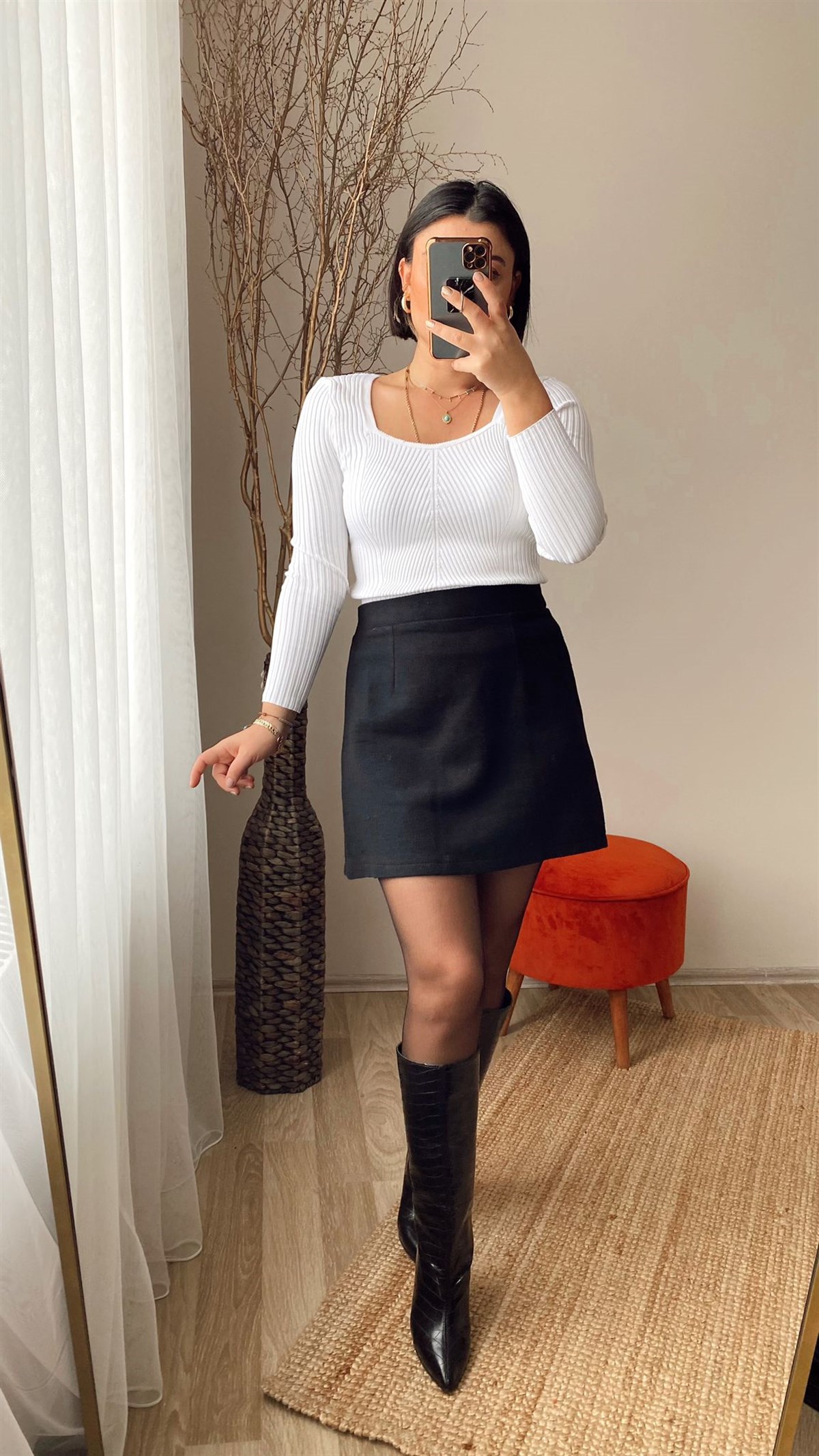 Standart beden celık orgu esnek kare yaka trıko