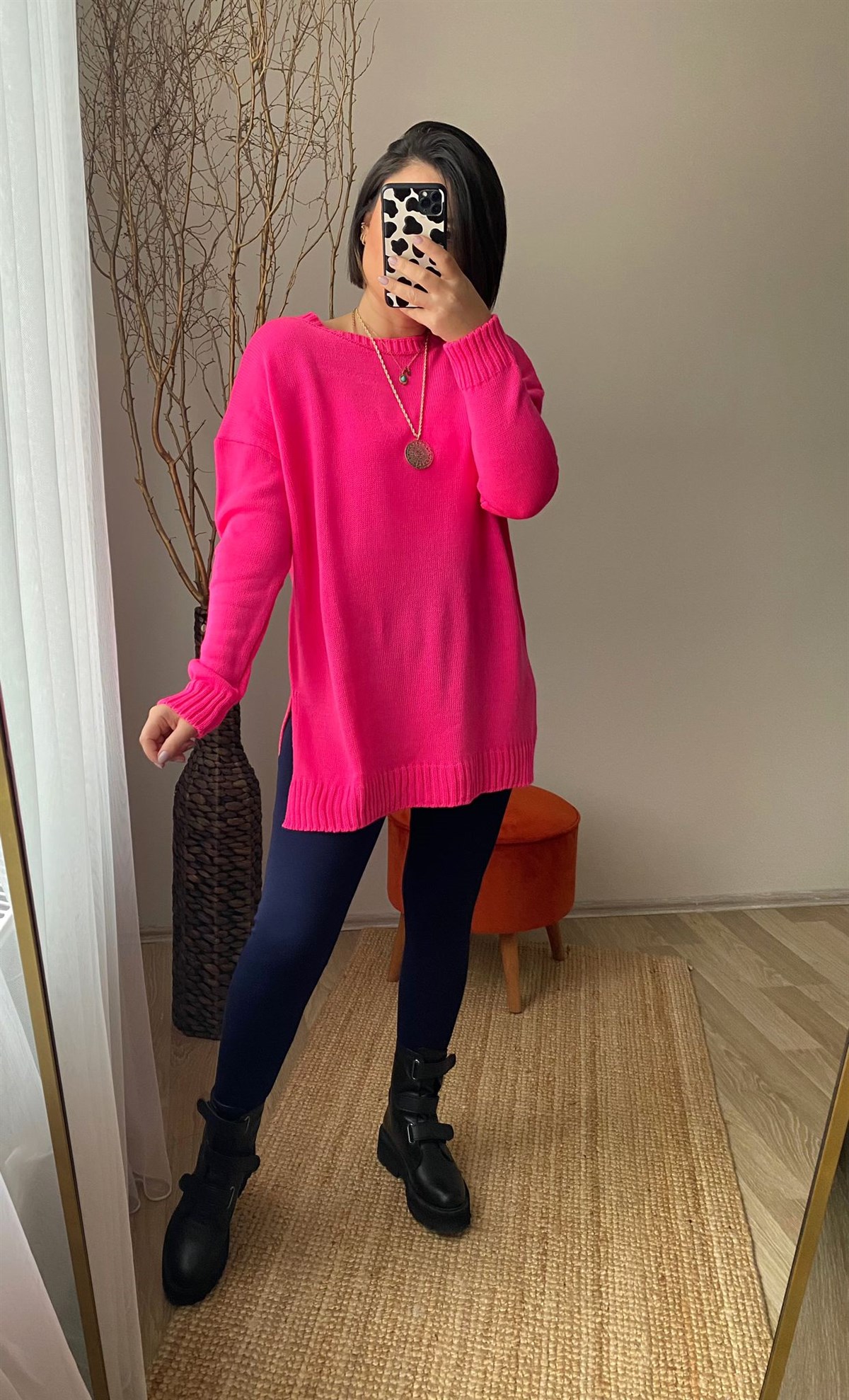 Standart beden yandan yırtmaclı standart beden trıko